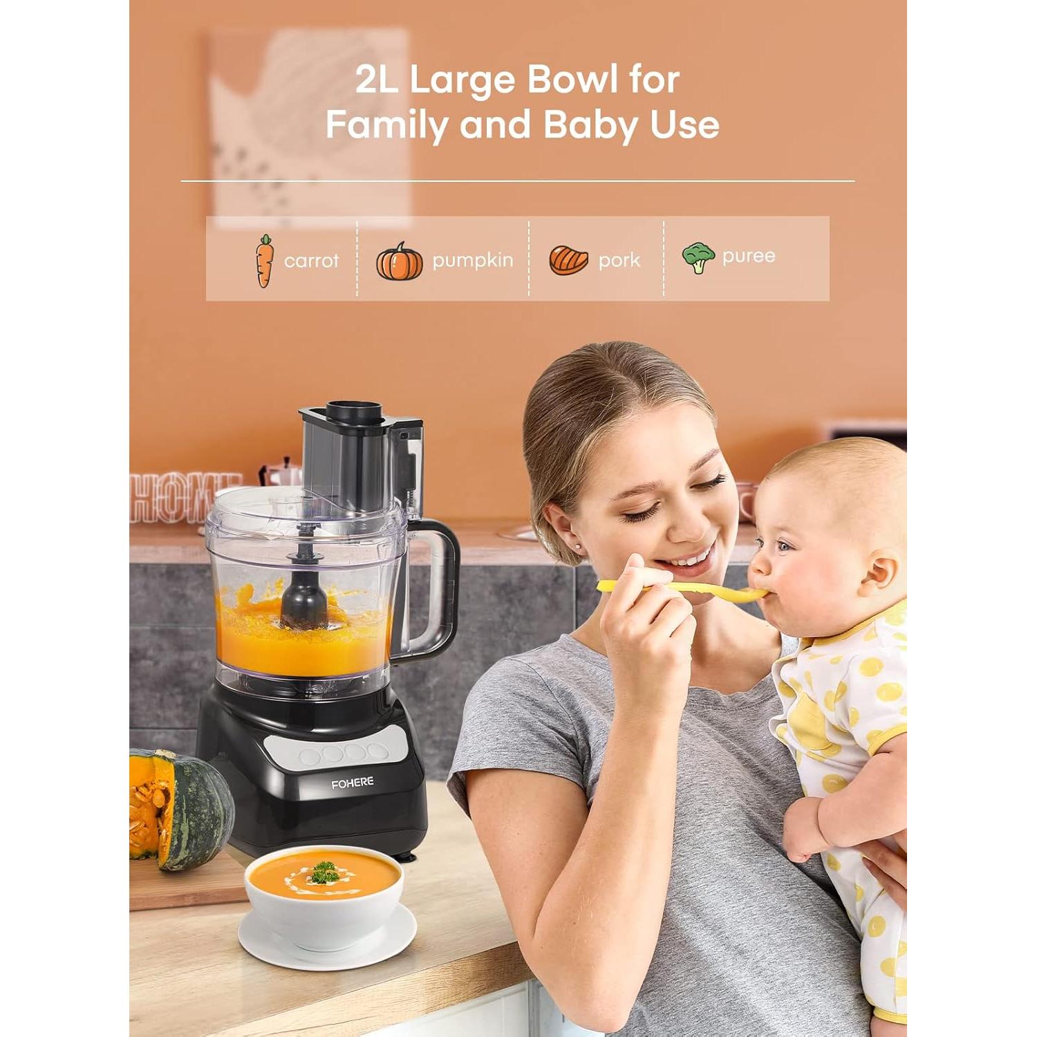 Procesador de Alimentos FOHERE FP9042, 12 Tazas, Multifuncional