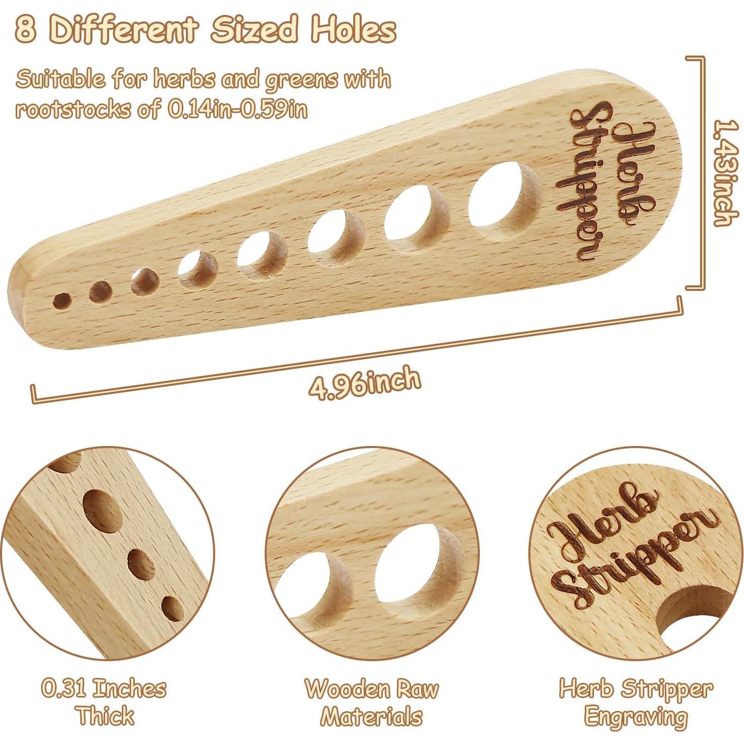 Deshojador de Hierbas Wavvter de Madera Natural 8 Agujeros