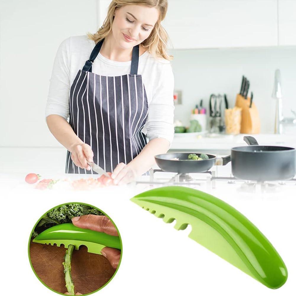 Herb Stripper, Kitchen Herb Leaf Stripping Tool, Herb Peeler for Vegetable Leaf Kale, Collard Greens, Thyme, Basil, Rosemary Stripper Cilantro Tool(6 holes)(green)
