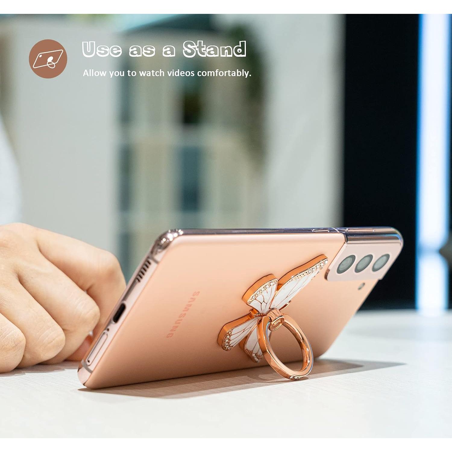 Soporte de Anillo Doflyesky Mariposa 360° Verde Plateado