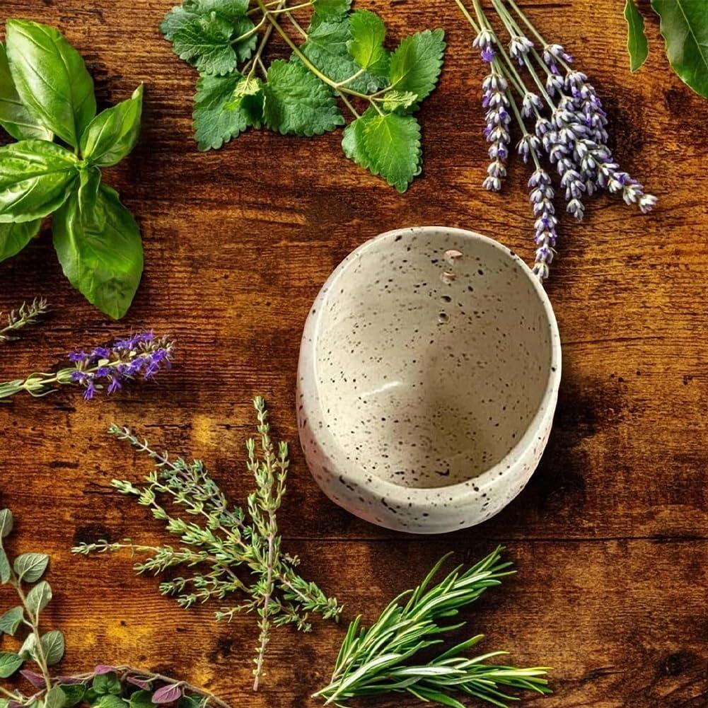 Tazón Deshojador de Hierbas Cerámico Hugimpel, 10cm, Apto Microondas