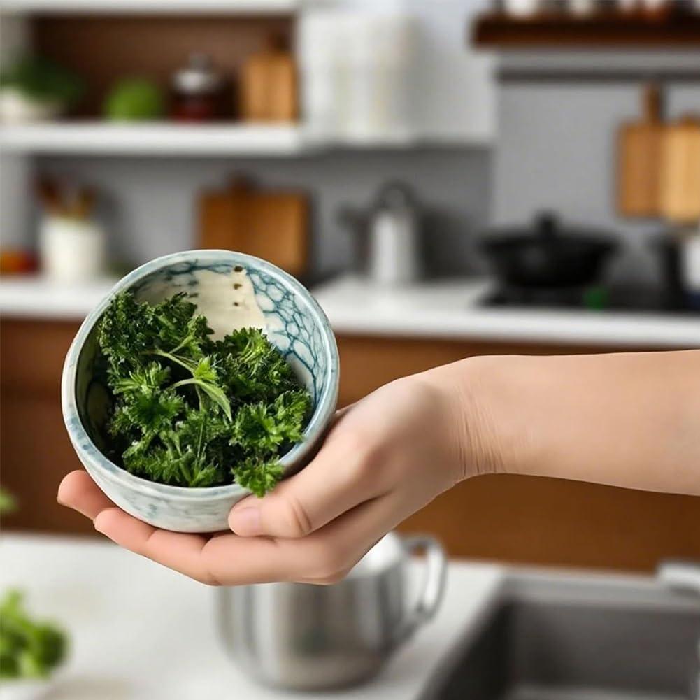 Tazón Deshojador de Hierbas Cerámico Hugimpel, 10cm, Apto Microondas