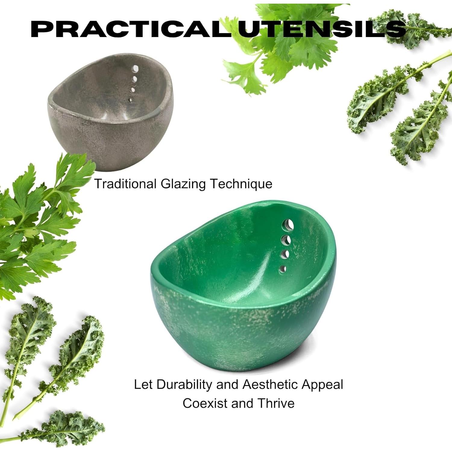 Tazón Deshojador de Hierbas Juglok Verde Cerámica 10.7 cm