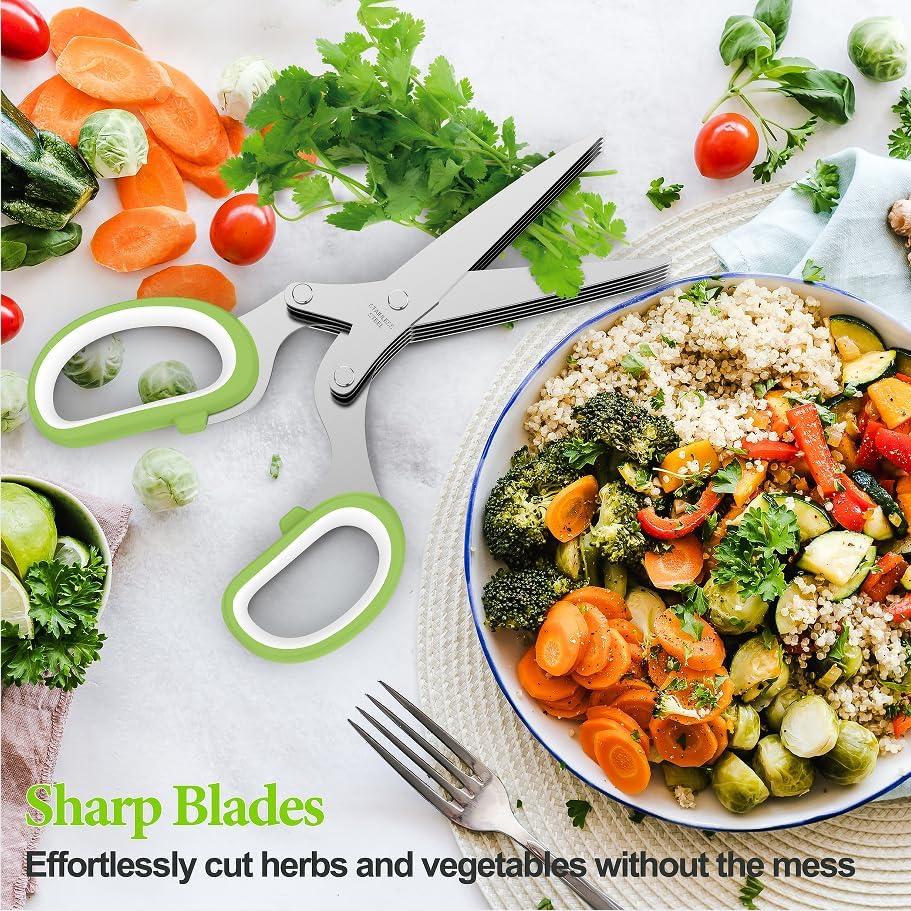 Tijeras de Hierbas JOFUYU 5 Cuchillas Acero Inoxidable Verde
