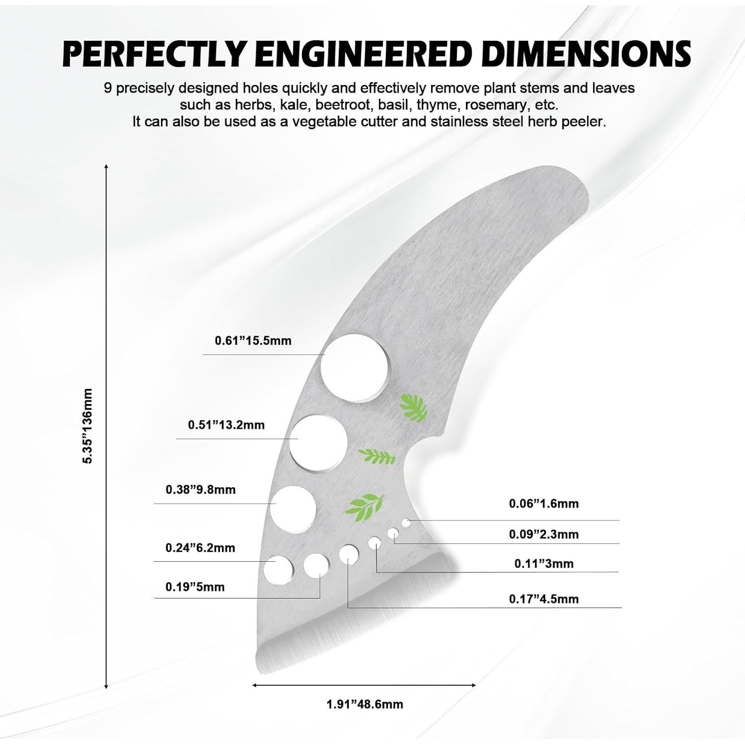 Deshojadora de Hierbas Genérico de Acero Inoxidable 9 Agujeros
