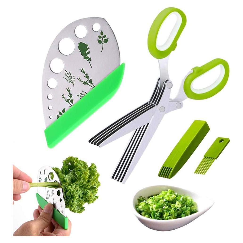 Kit de Herramientas de Cocina Benekiy - Tijeras de 5 Cuchillas y Deshojador