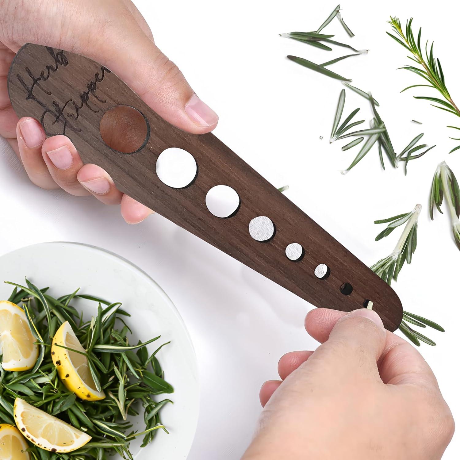 Deshojadora de Hierbas AMZNEVO - Madera Natural 8 Agujeros