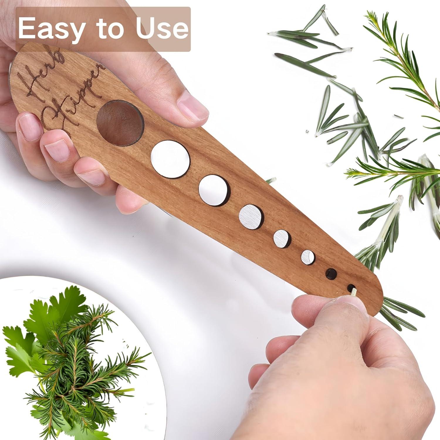 Deshojadora de Hierbas AMZNEVO - Madera Natural 8 Agujeros