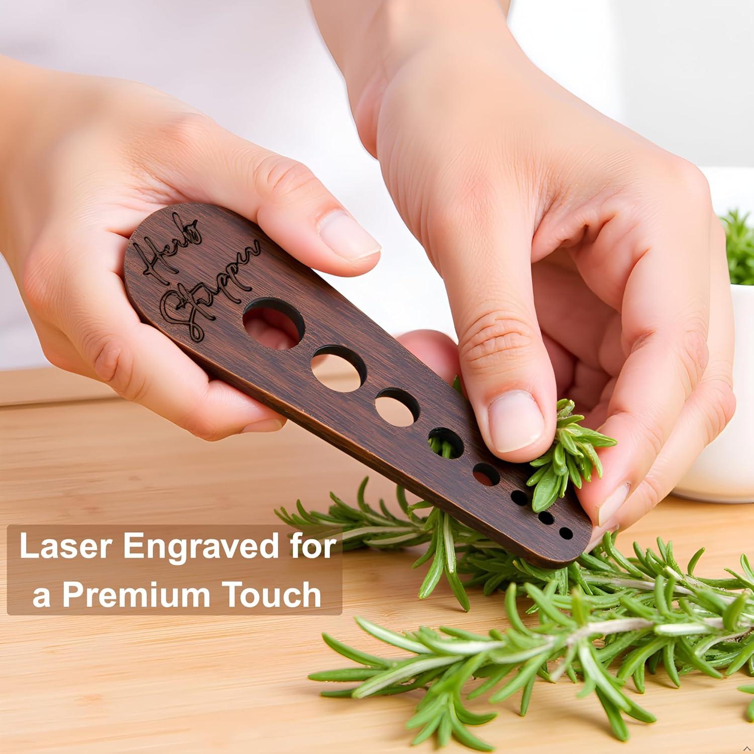 Deshojadora de Hierbas AMZNEVO - Madera Natural 8 Agujeros