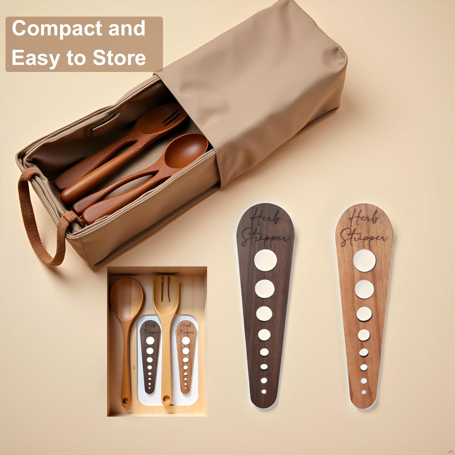 Deshojadora de Hierbas AMZNEVO - Madera Natural 8 Agujeros