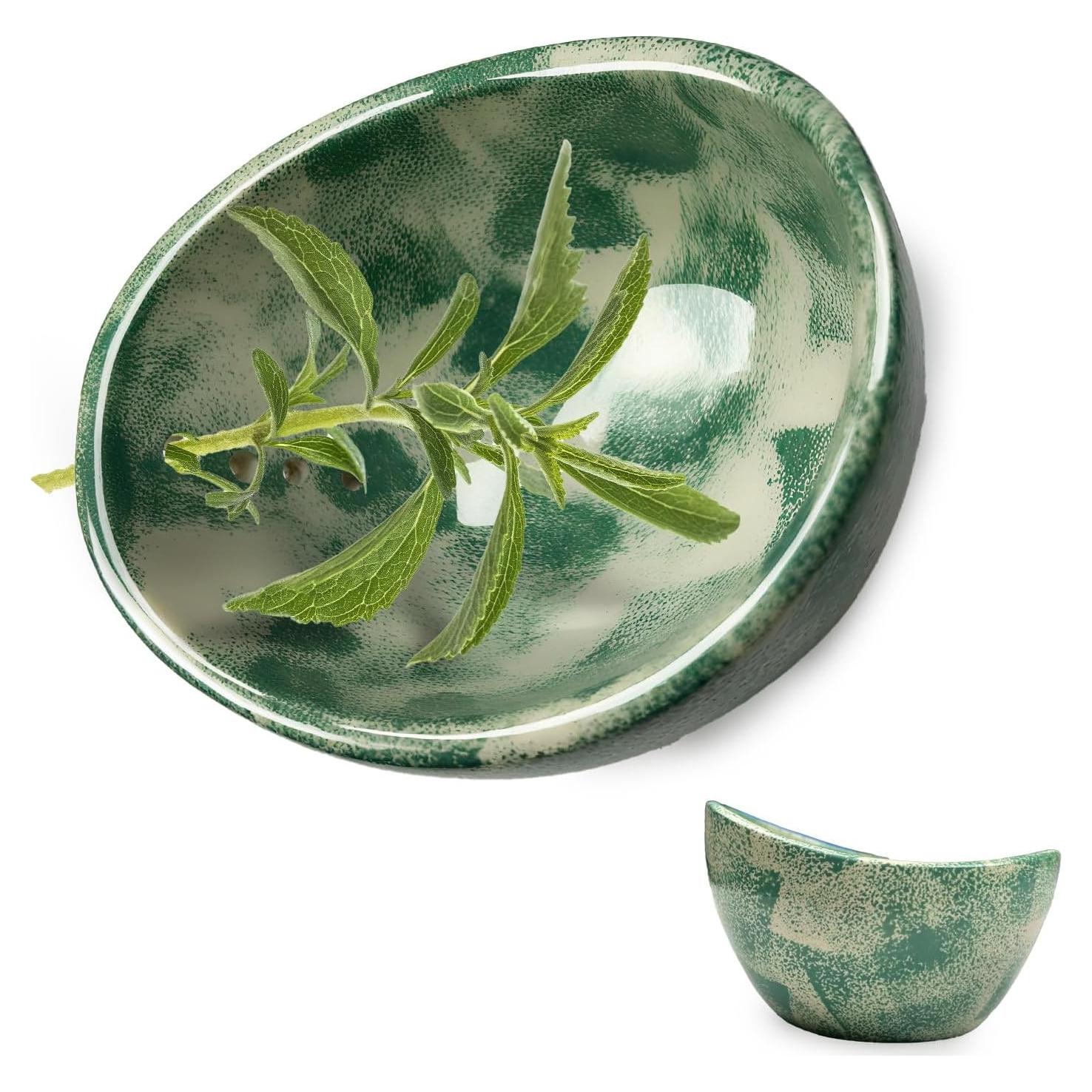 Tazón Deshojador de Hierbas DZHPSRSZ Cerámica Verde 14x12.9cm