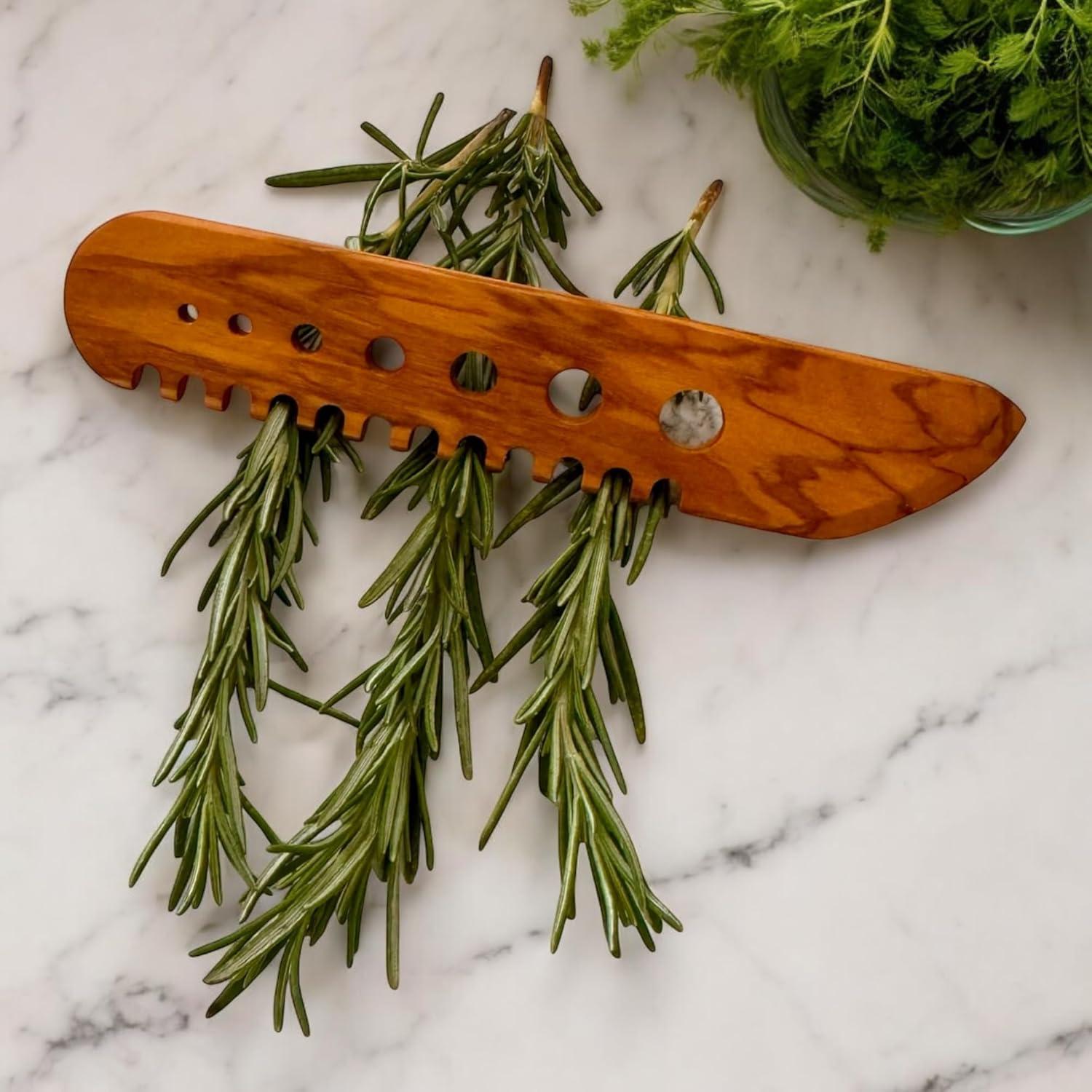 Herramienta de Deshojar Hierbas de Madera de Olivo Ecológica 15 cm