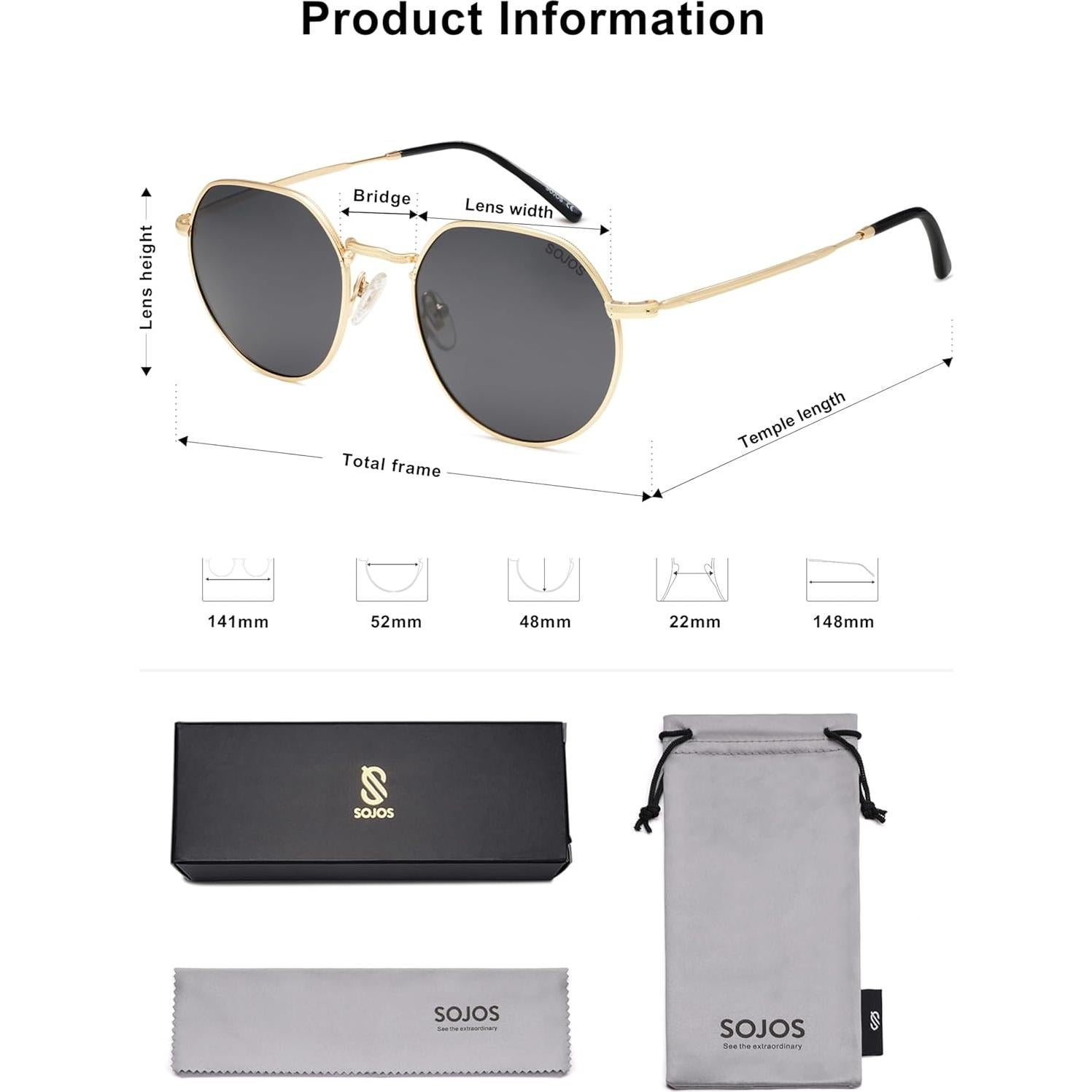 Gafas de sol polarizadas SOJOS SJ1157 Retro Unisex