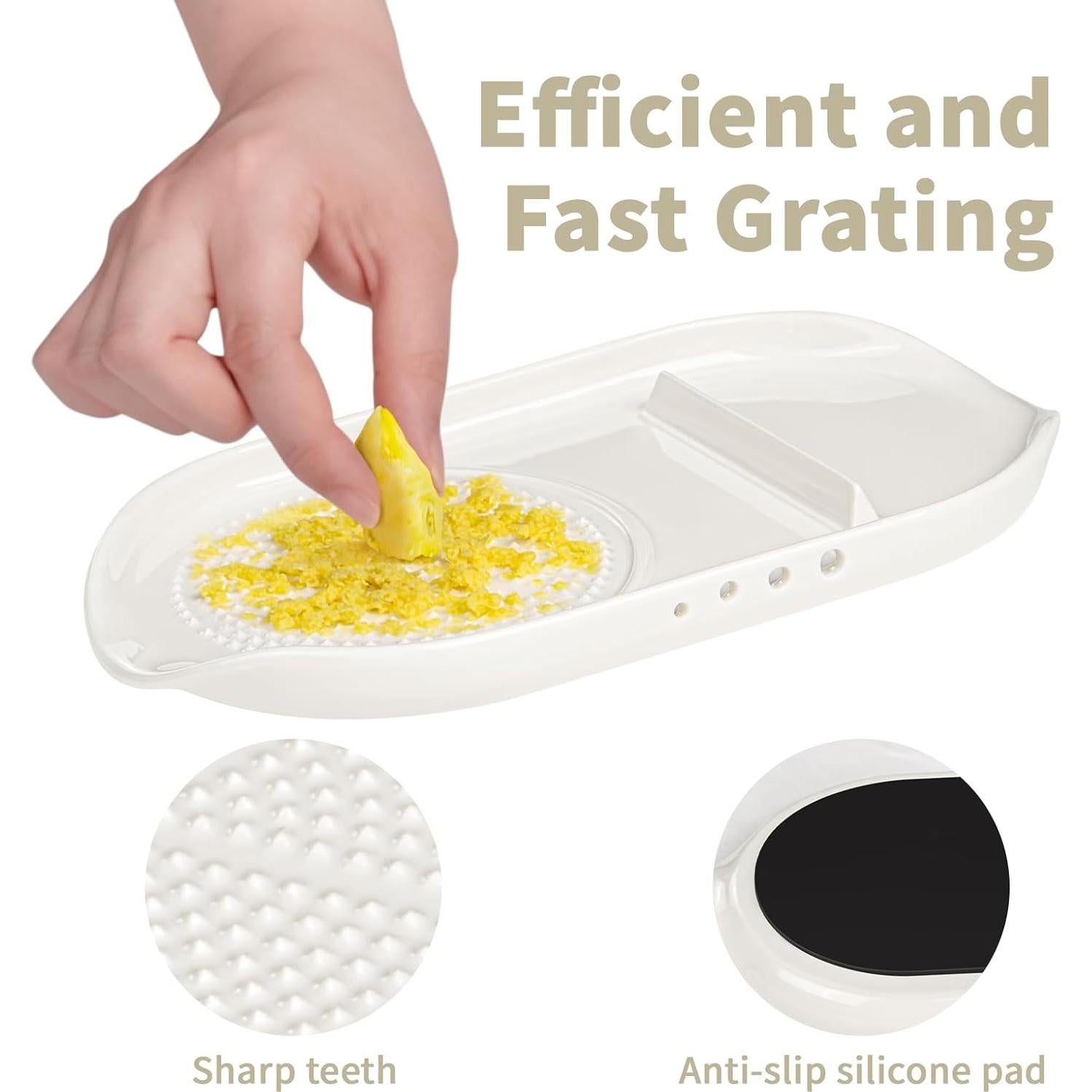 Rallador 4 en 1 de Cerámica RinoceronteBlanco - Ajo, Jengibre, Huevos