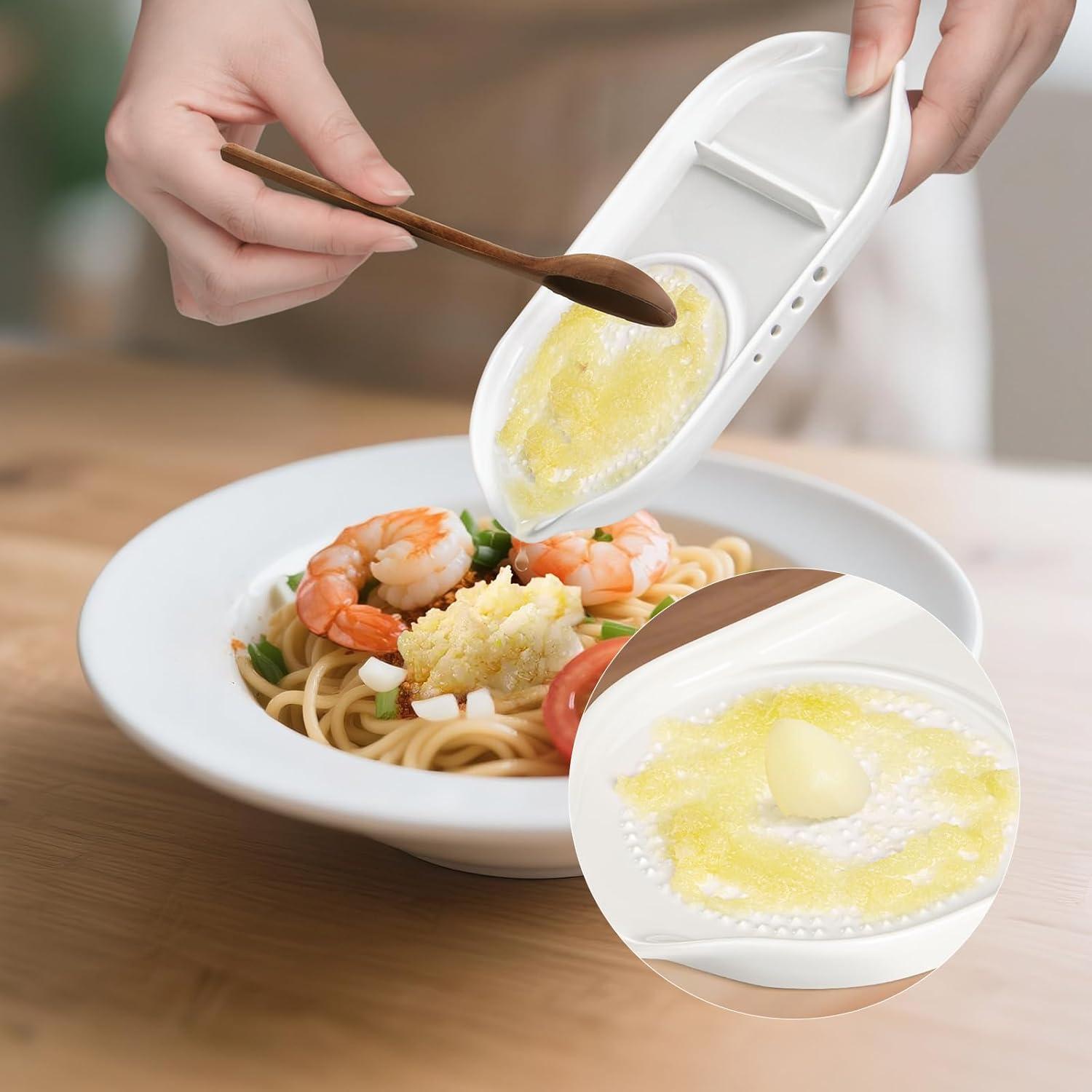 Rallador 4 en 1 de Cerámica RinoceronteBlanco - Ajo, Jengibre, Huevos