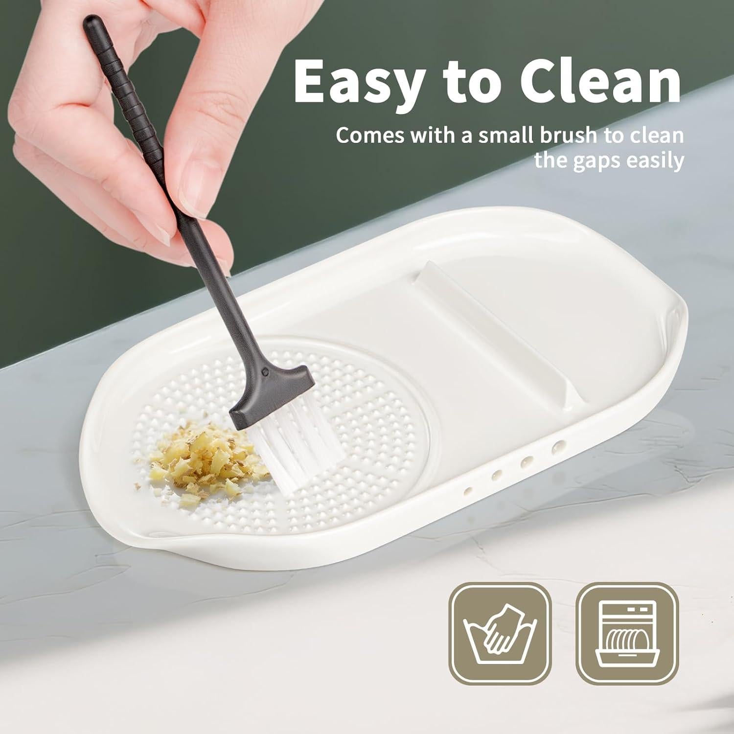 Rallador 4 en 1 de Cerámica RinoceronteBlanco - Ajo, Jengibre, Huevos