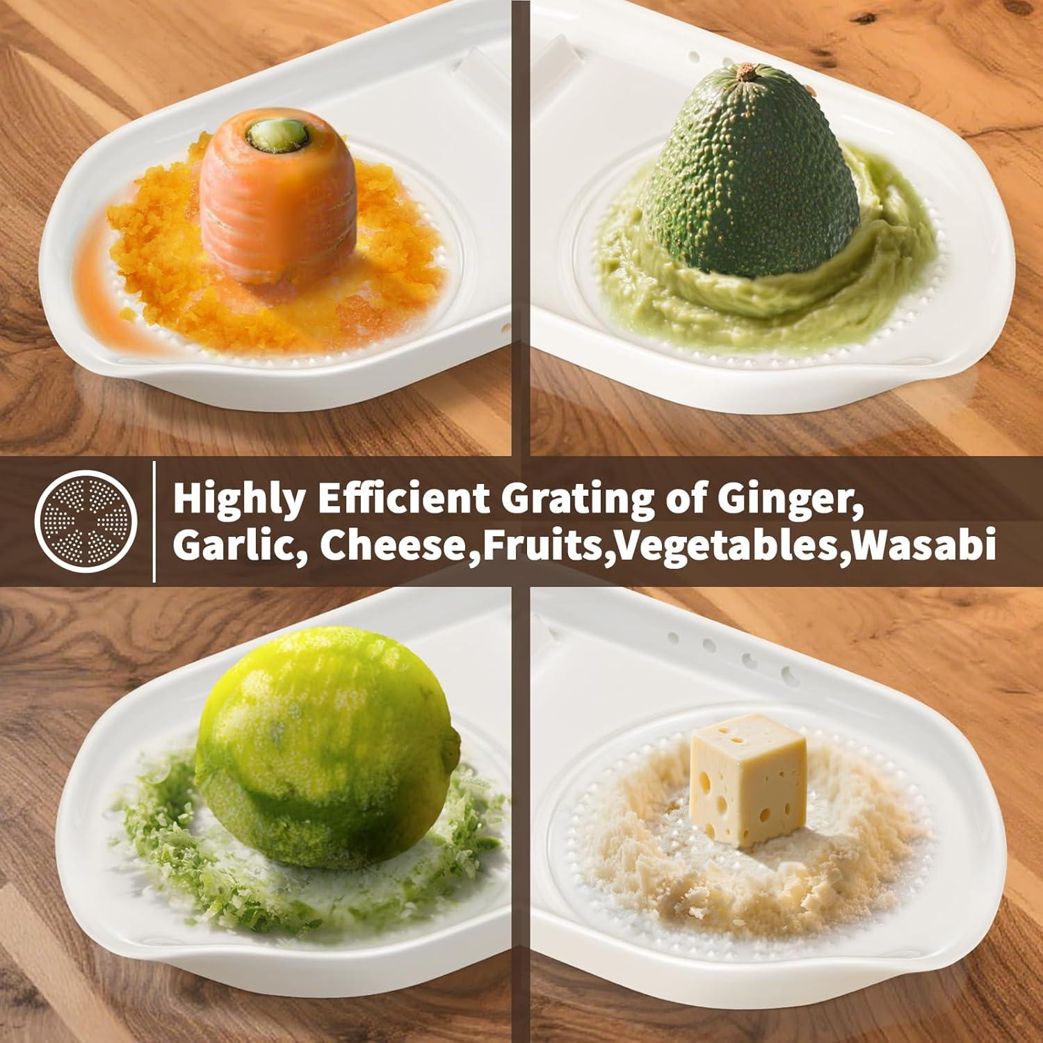 Rallador 4 en 1 de Cerámica RinoceronteBlanco - Ajo, Jengibre, Huevos