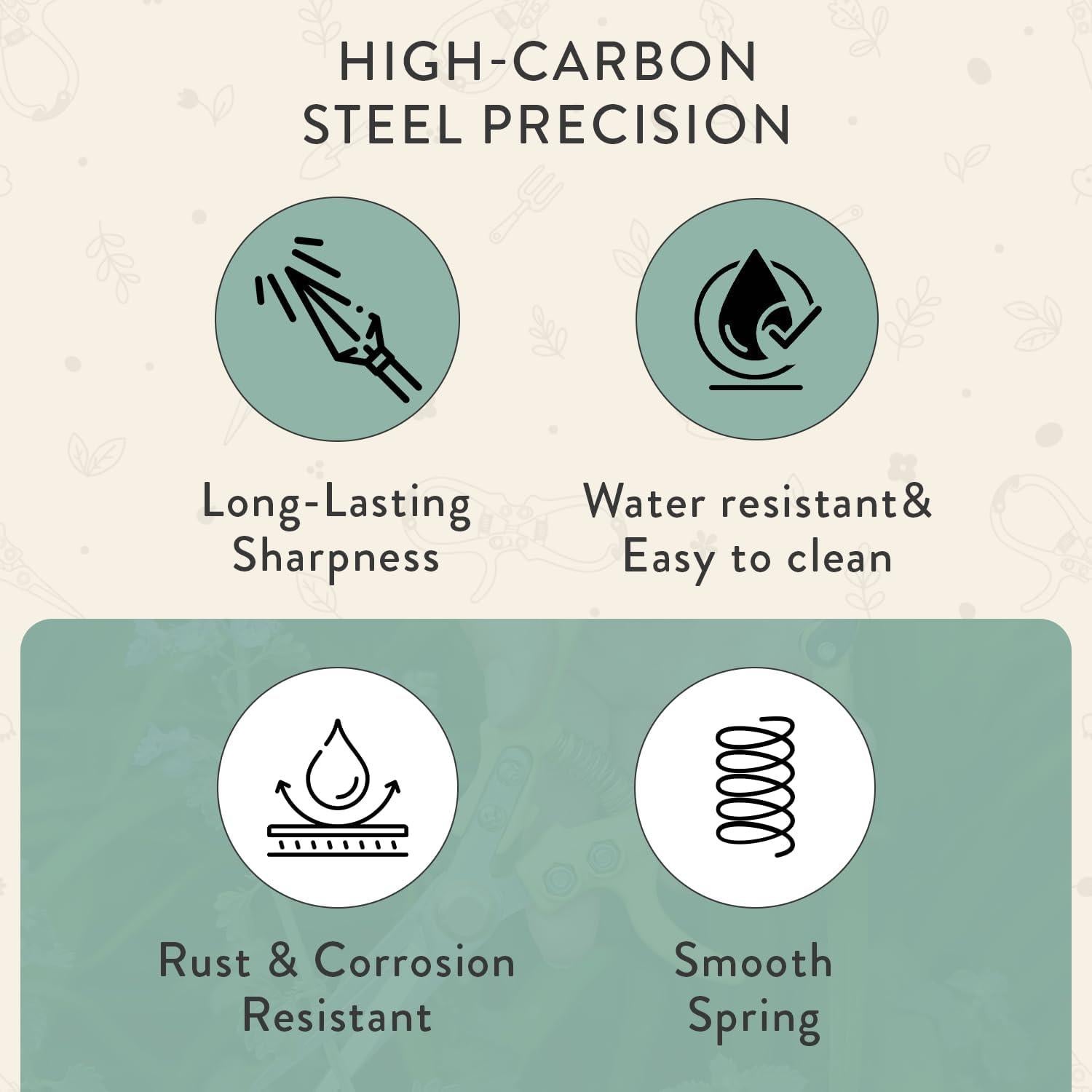 Tijeras de Podar Modern Sprout Verde, Acero al Carbono, 15.24 cm