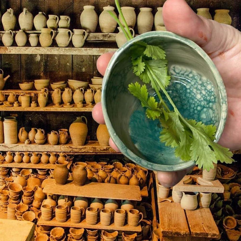 Tazón Deshojador de Hierbas Cerámica Hecho a Mano 10x8.5cm