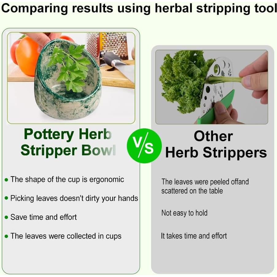 Tazón Deshojador de Hierbas Cerámica Hecho a Mano 10x8.5cm