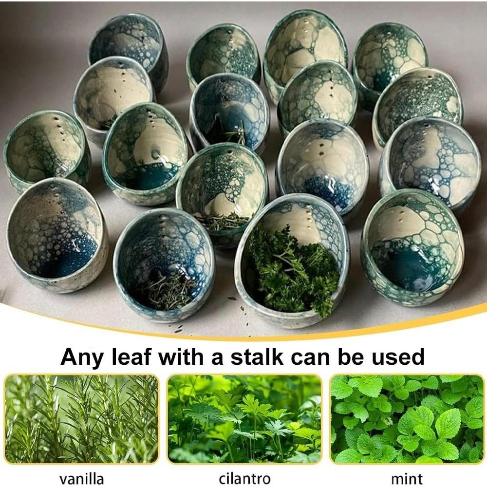 Tazón Deshojador de Hierbas Cerámica Hecho a Mano 10x8.5cm