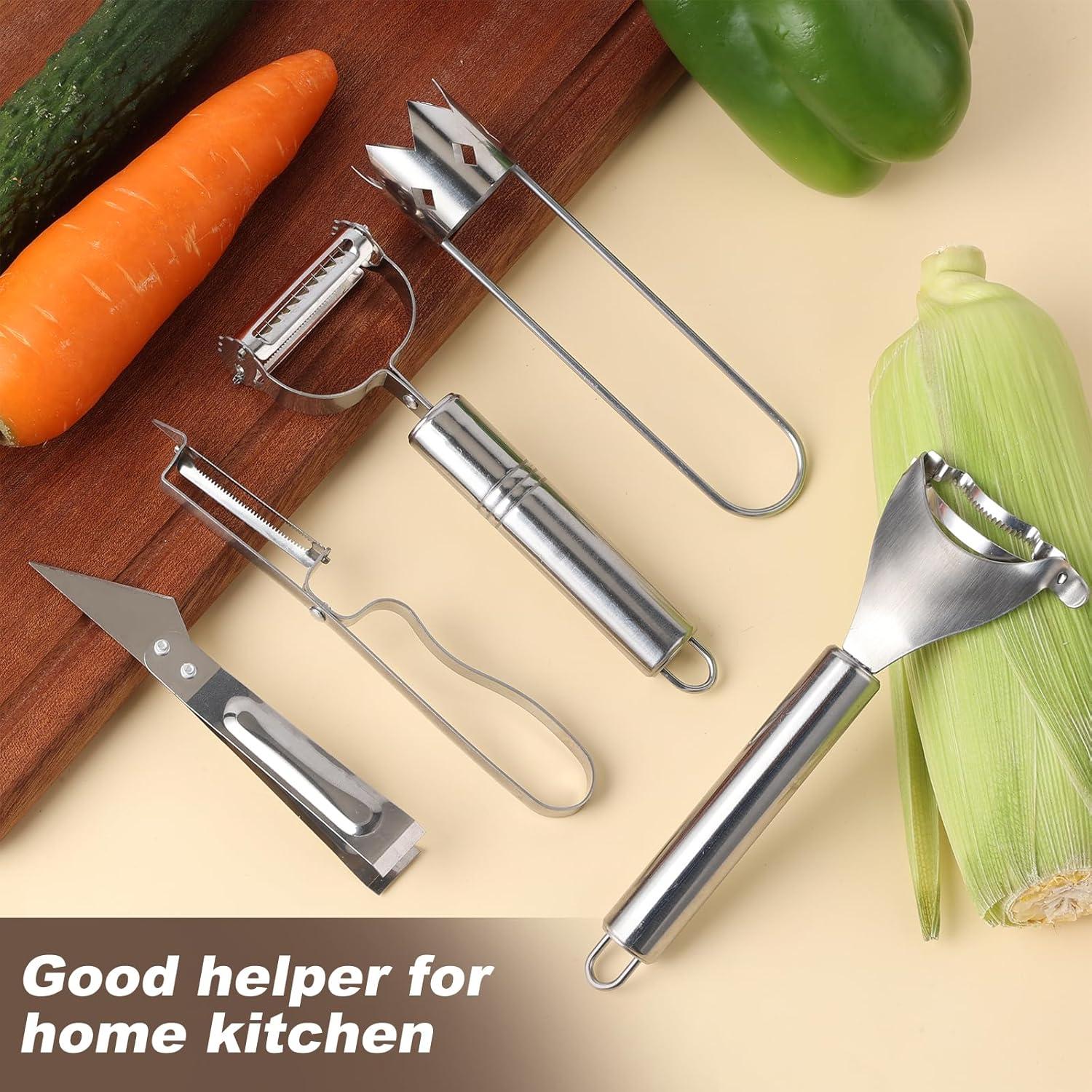 Juego de peladores de frutas y verduras Luanben 5 piezas acero inoxidable