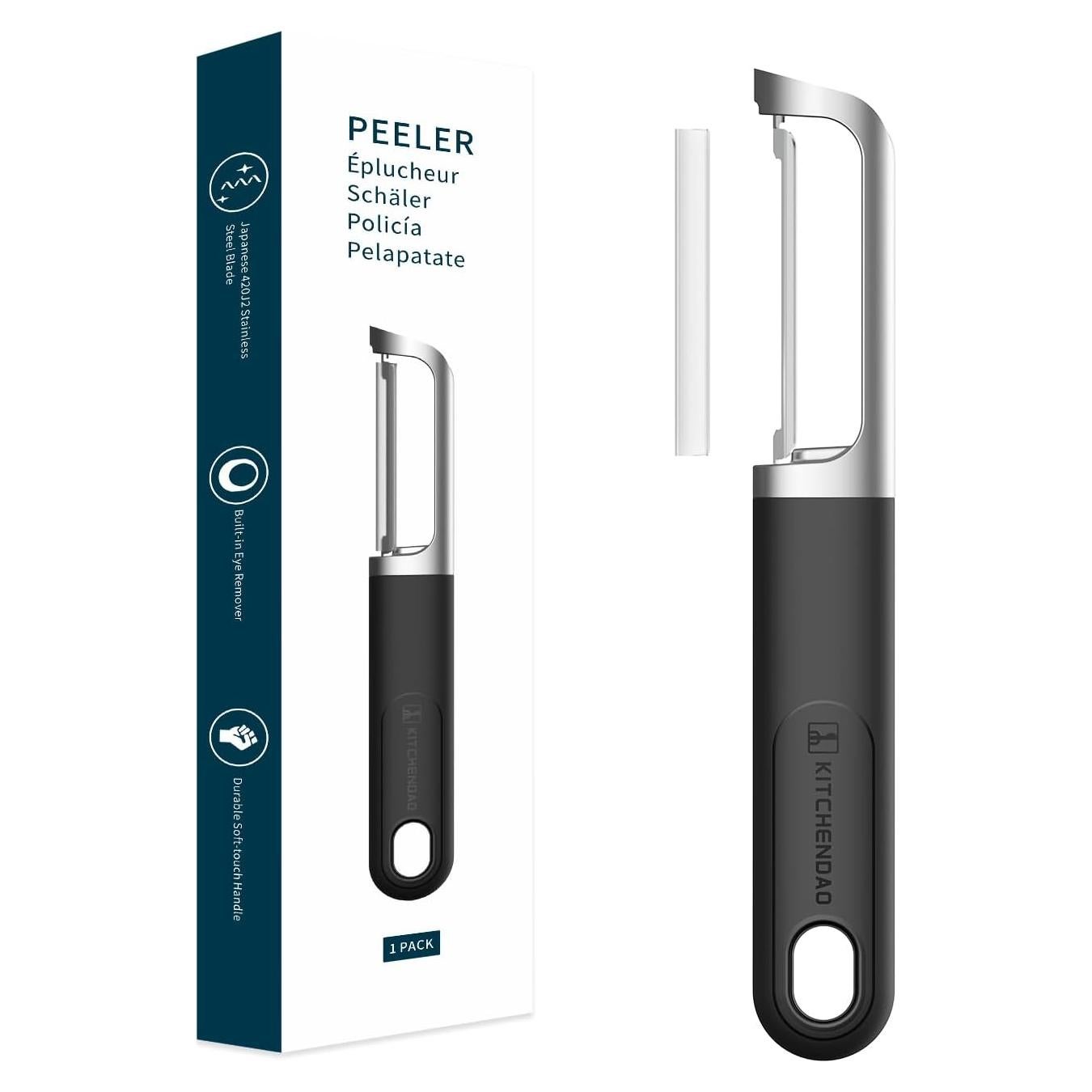 Pelador de Verduras KITCHENDAO I-Peeler Acero Inoxidable Negro