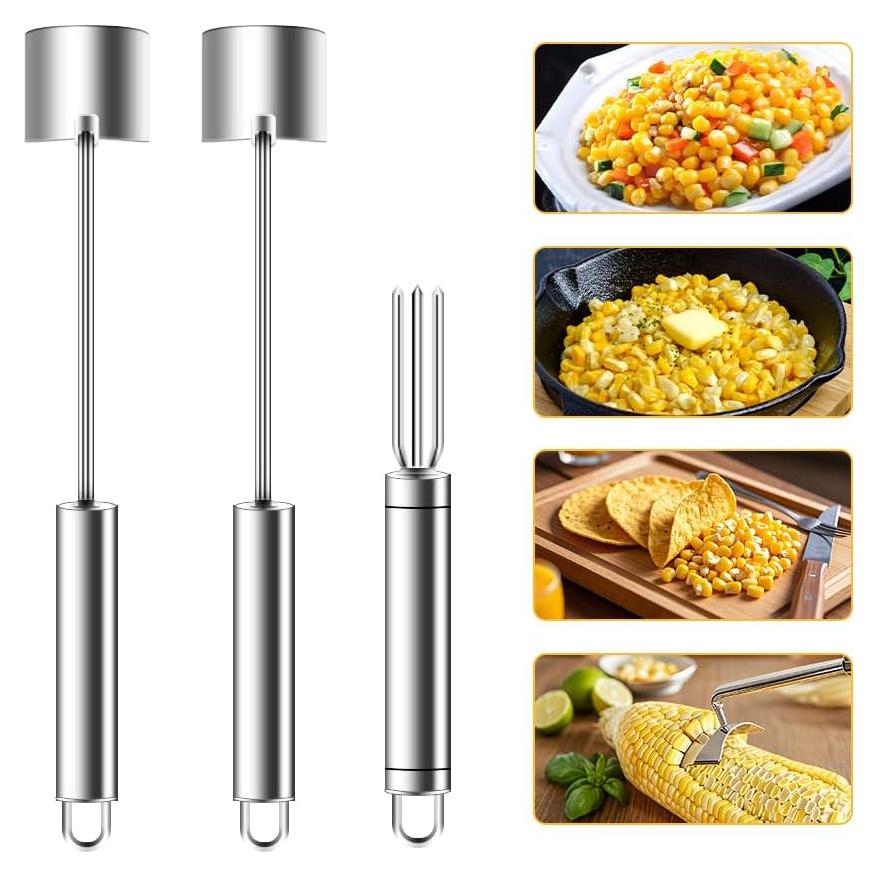 Juego de 2 Peladores de Maíz Acero Inoxidable Mulaibdin