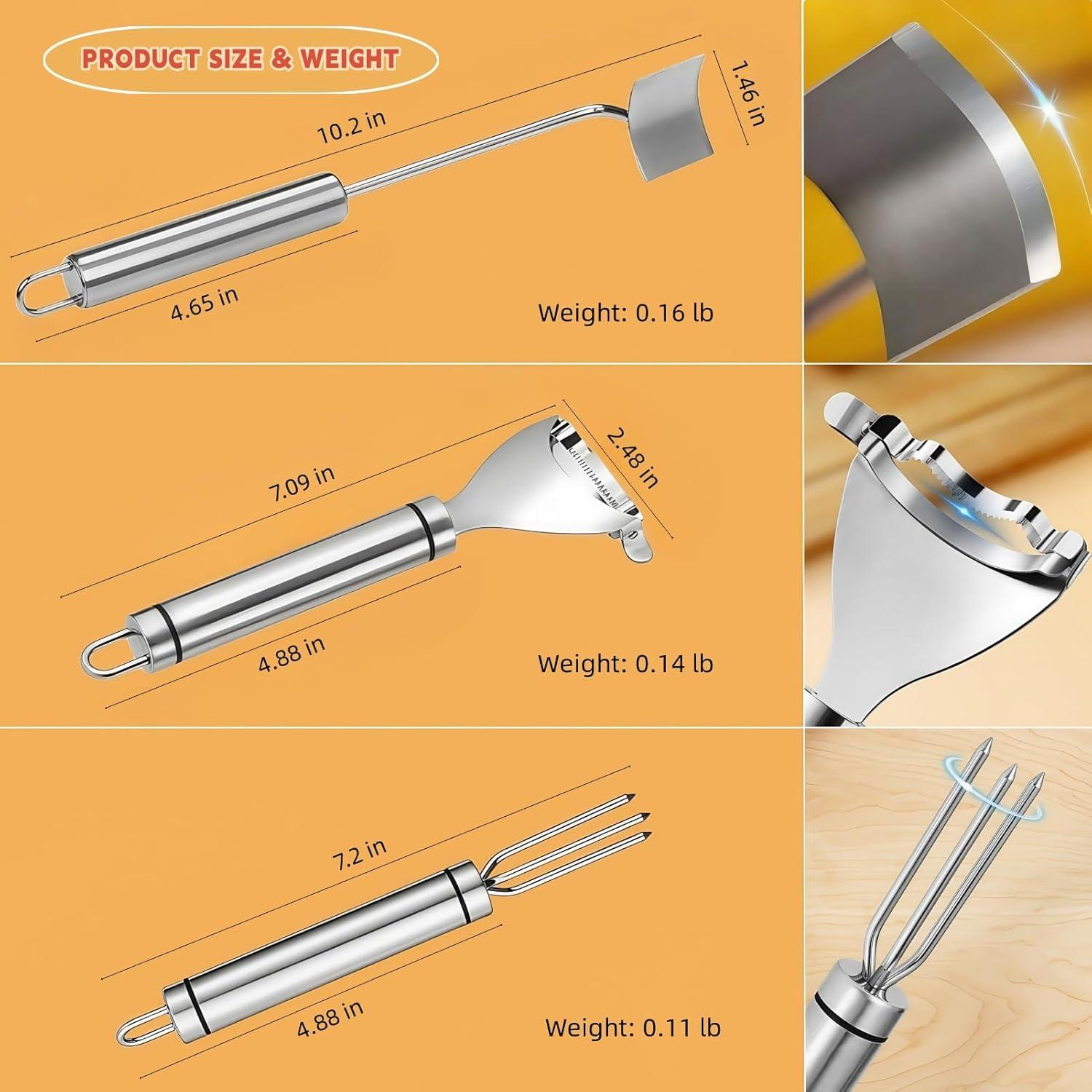 Set de Peladores de Maíz HKFALDRR 3 Piezas Acero Inoxidable