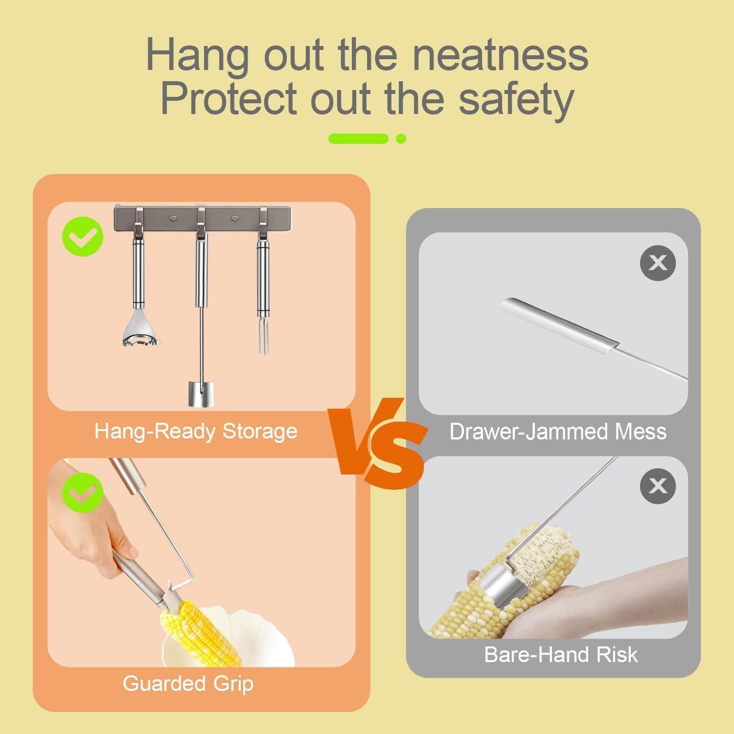 Set de Peladores de Maíz HKFALDRR 3 Piezas Acero Inoxidable