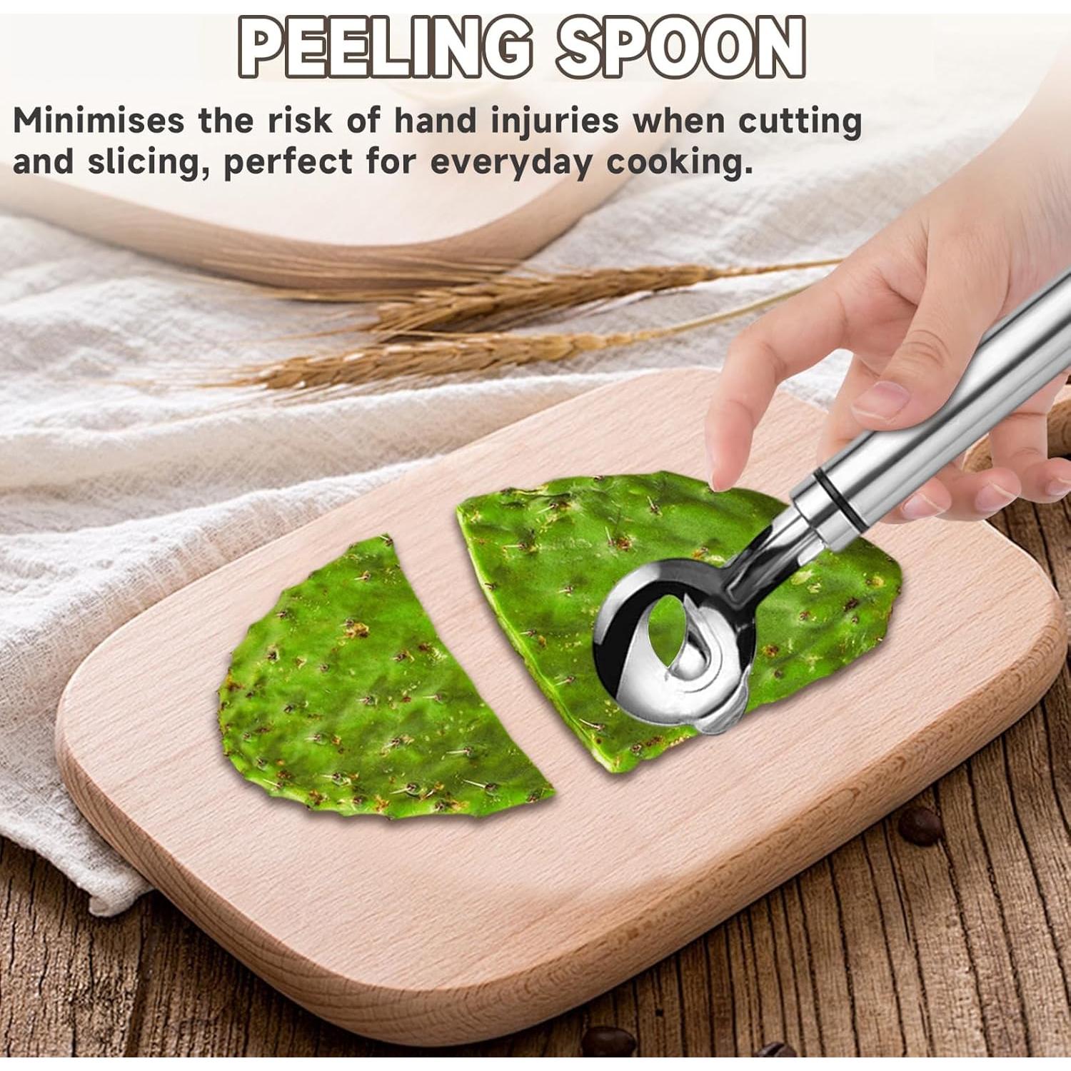 Juego de Pelador de Cactus y Cuchara de Acero Inoxidable 2 Pzas