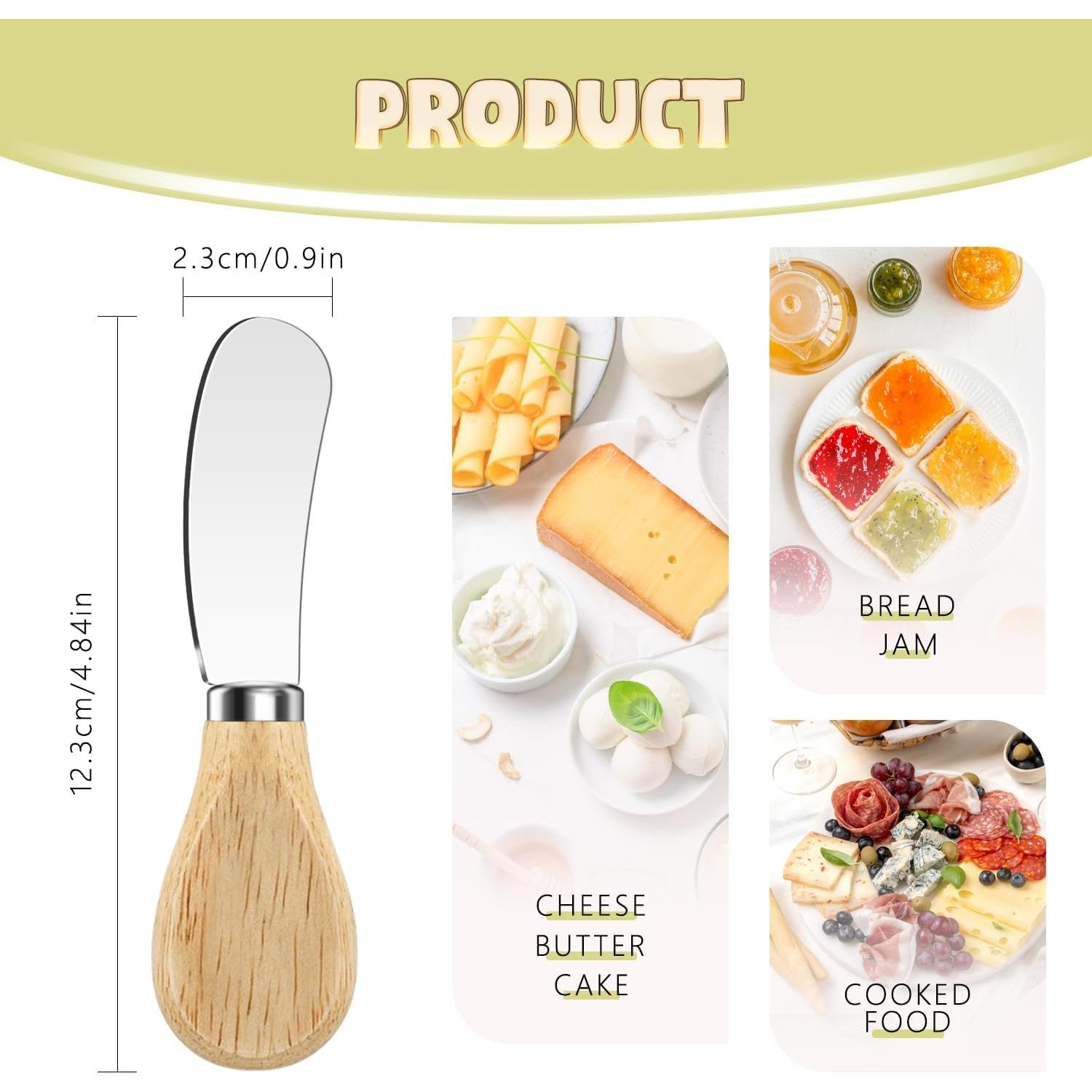 Set de 4 cuchillos para untar mantequilla Mlurcu - Acero inoxidable y madera de roble