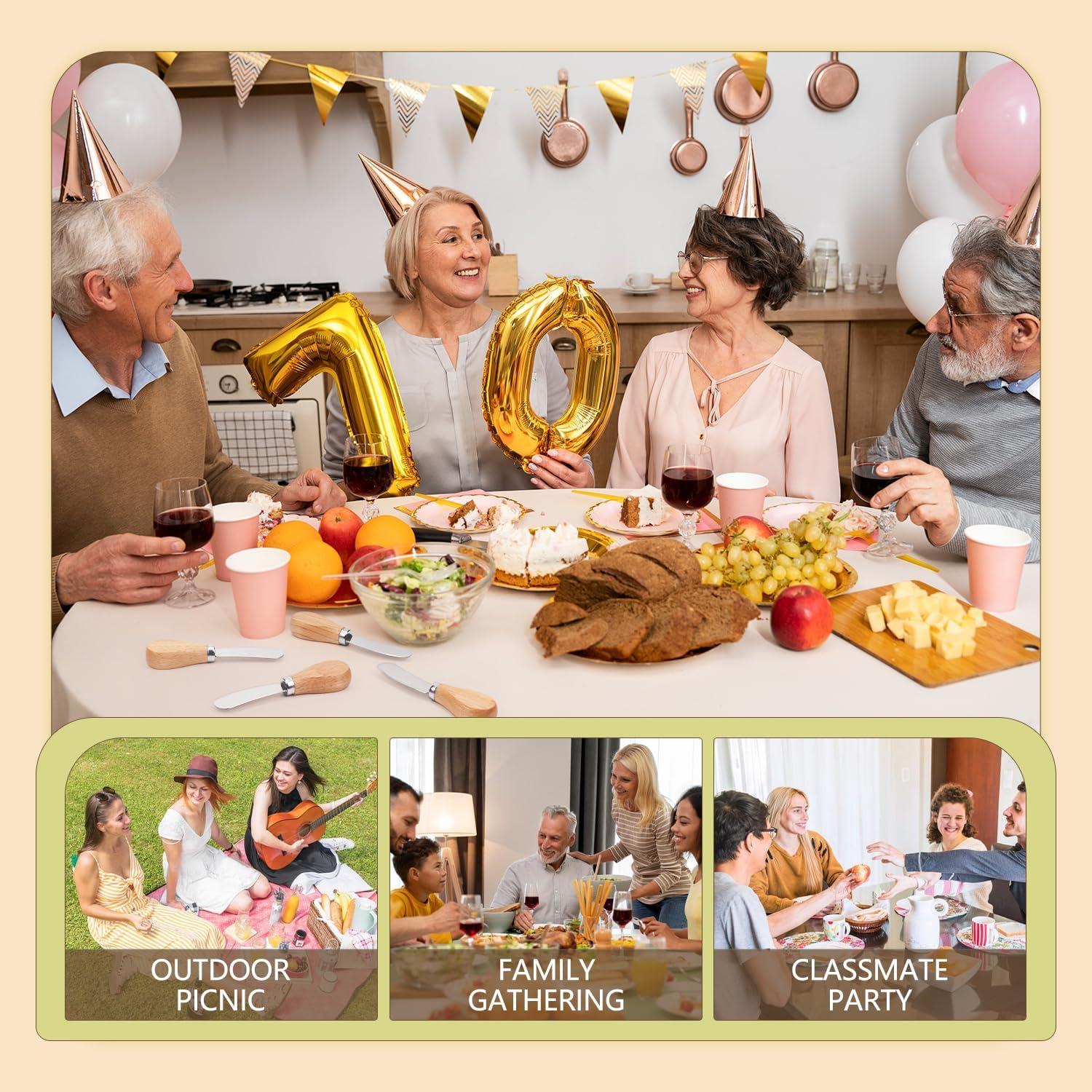 Set de 4 cuchillos para untar mantequilla Mlurcu - Acero inoxidable y madera de roble