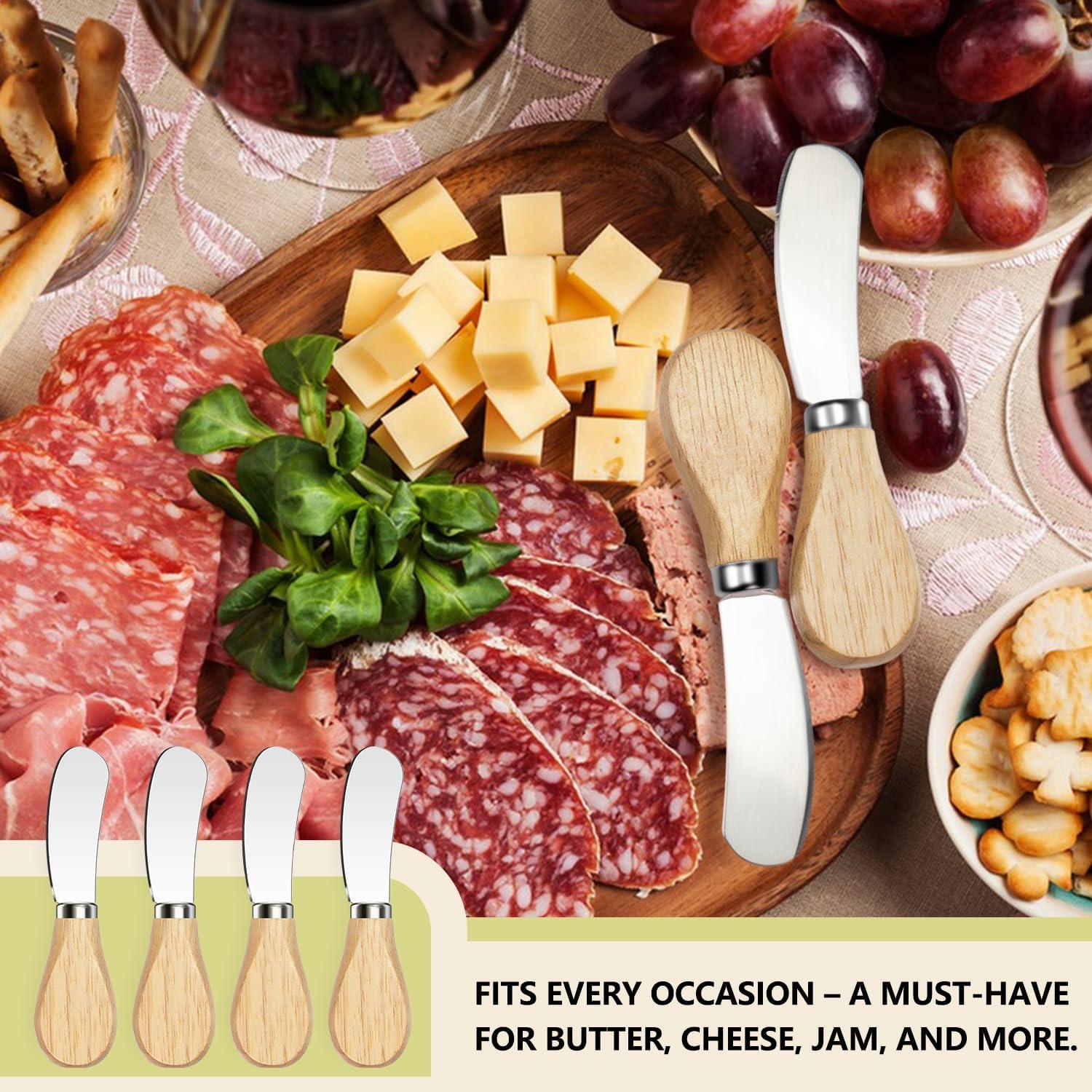 Set de 4 cuchillos para untar mantequilla Mlurcu - Acero inoxidable y madera de roble