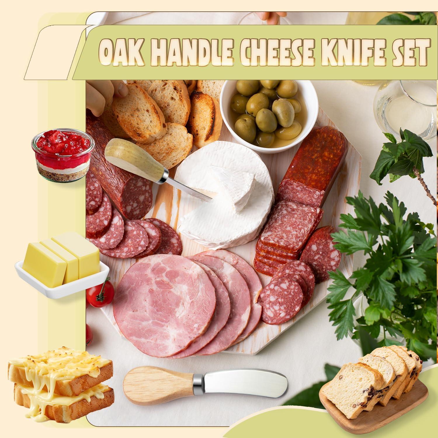 Set de 4 cuchillos para untar mantequilla Mlurcu - Acero inoxidable y madera de roble