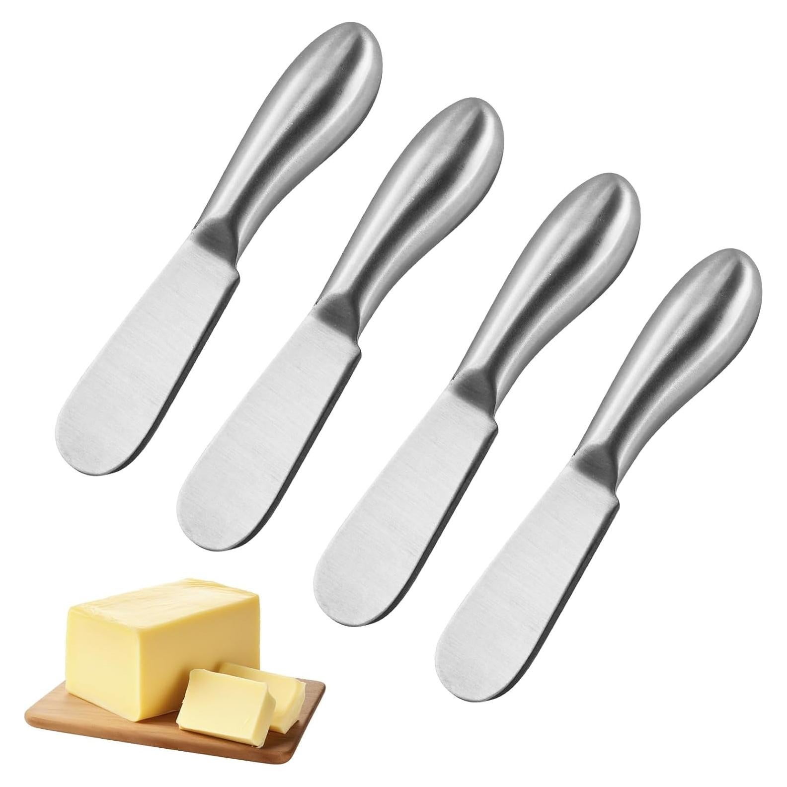 Juego de 4 cuchillos de acero inoxidable Linwnil para untar