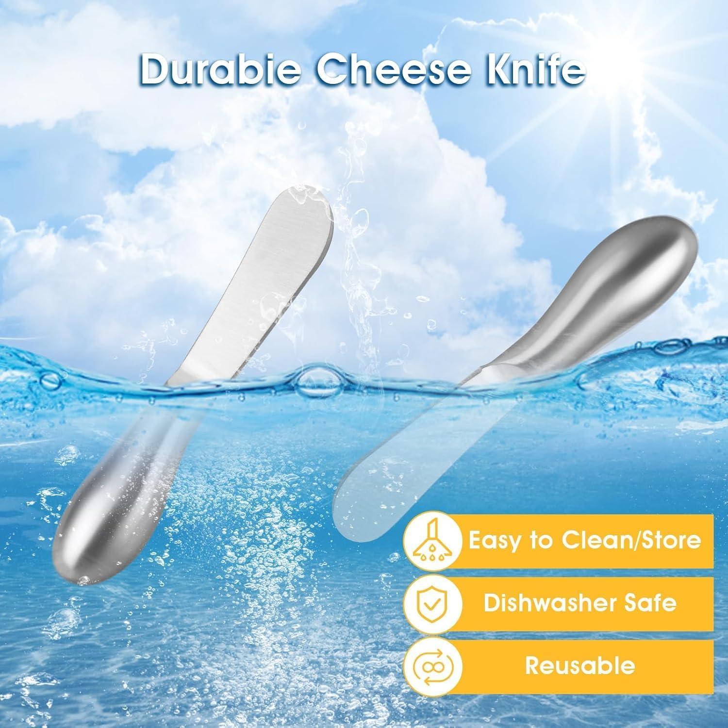 Juego de 4 cuchillos de acero inoxidable Linwnil para untar