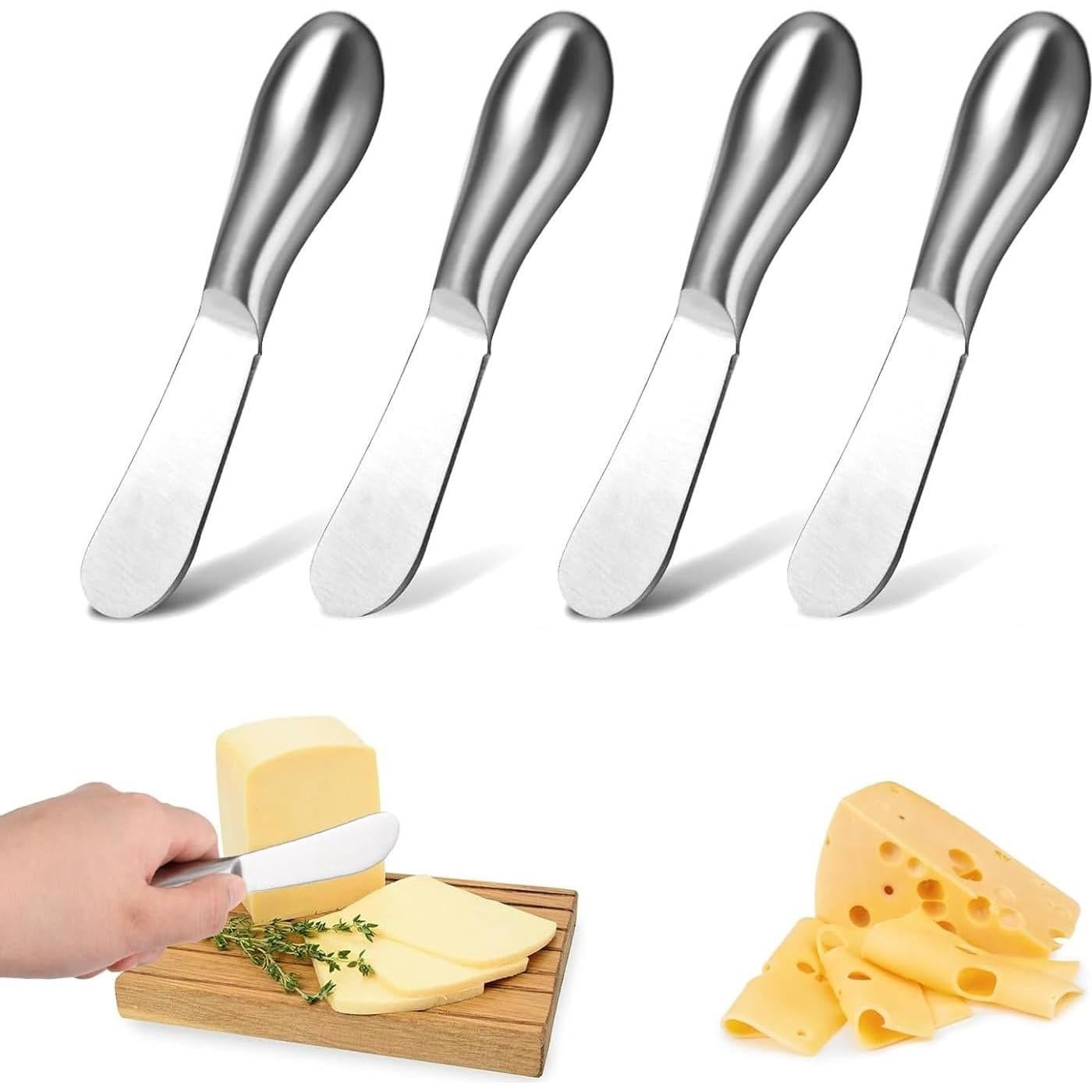 Juego de 4 cuchillos de acero inoxidable Linwnil para untar