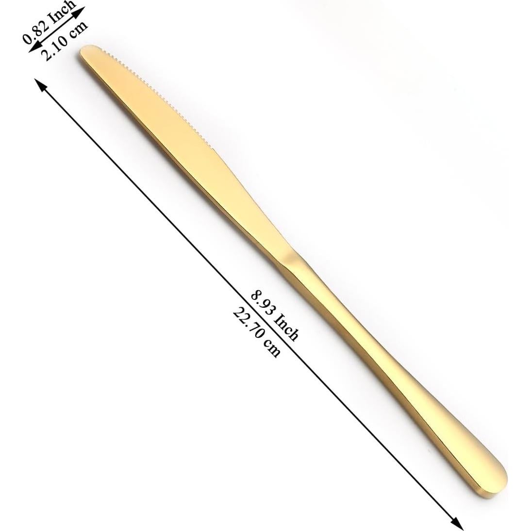 Juego de 12 cuchillos de cena dorados ReaNea de acero inoxidable