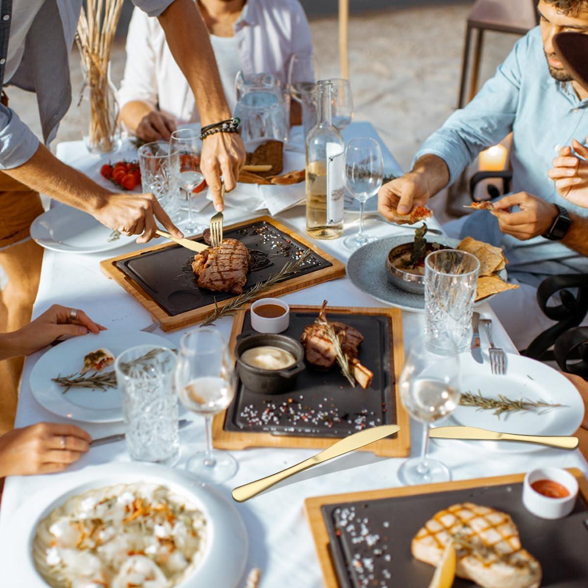 Juego de 12 cuchillos de cena dorados ReaNea de acero inoxidable