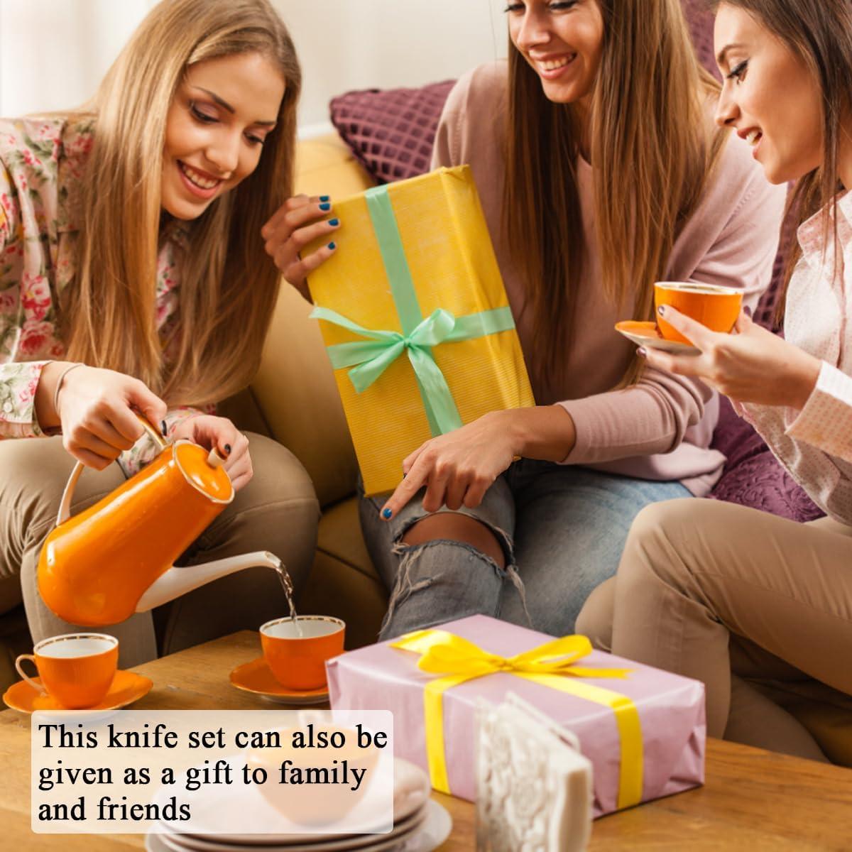 Juego de 12 cuchillos de cena dorados ReaNea de acero inoxidable