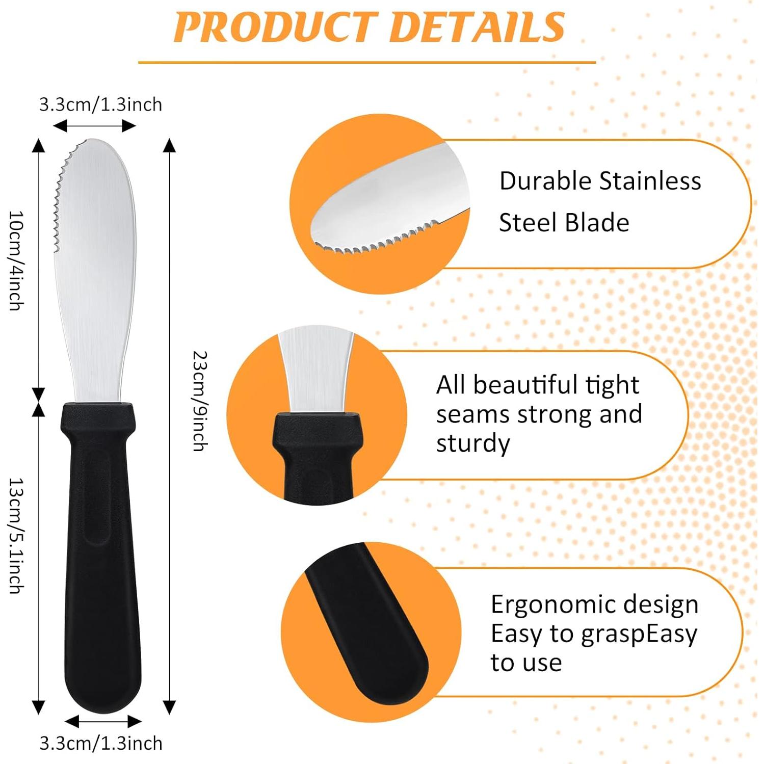 12 Cuchillos para Untar Mantequilla Cunno 23 cm Acero Inoxidable