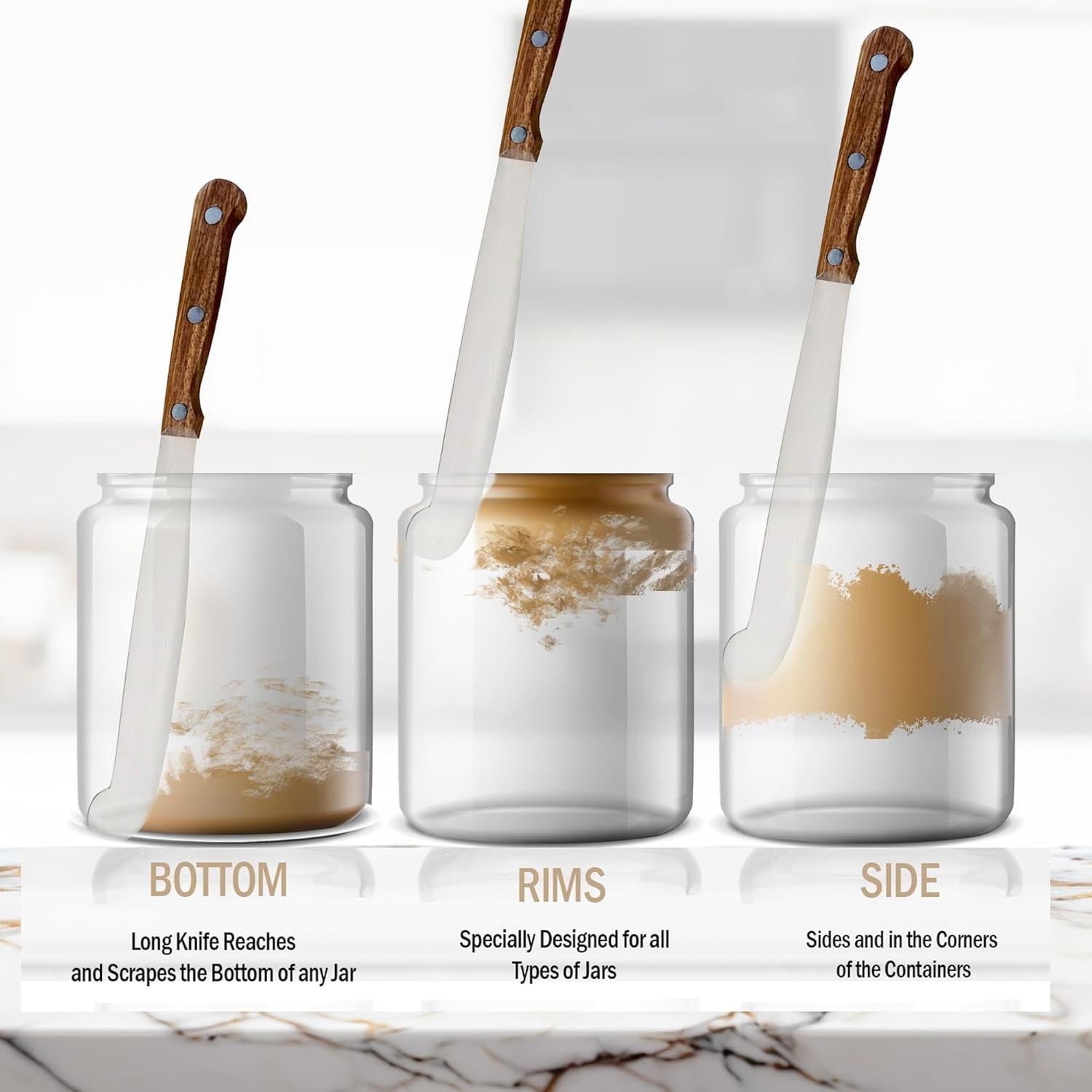 Cuchillos para Untar Performore 2PCS Acero Inoxidable Madera