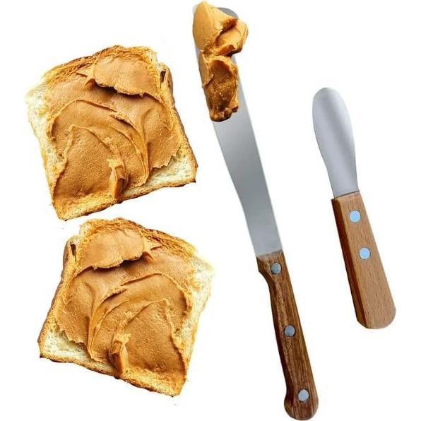 Cuchillos para Untar Performore 2PCS Acero Inoxidable Madera