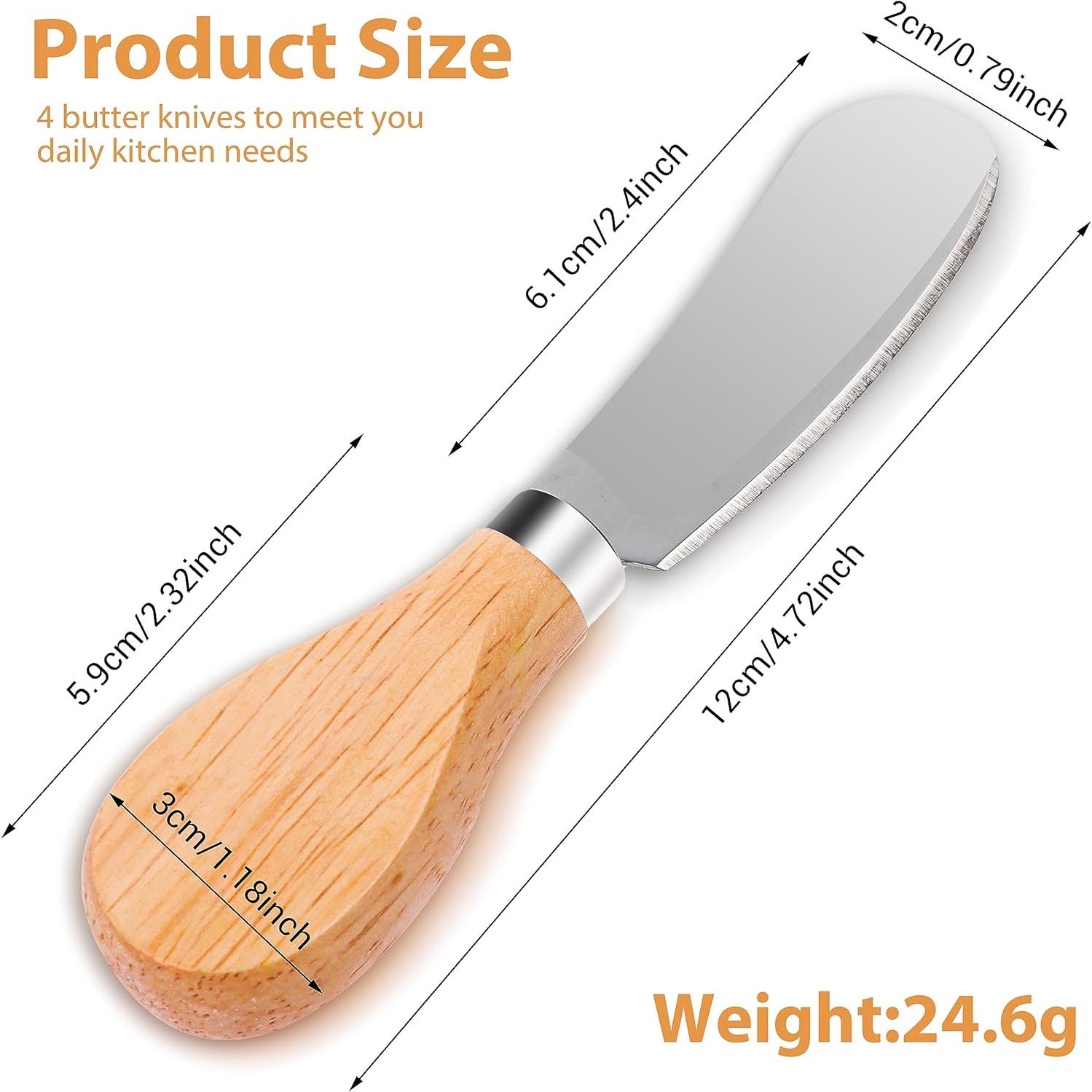 4 Cuchillos para Untar Queso Grevosea 12 cm Acero Inoxidable