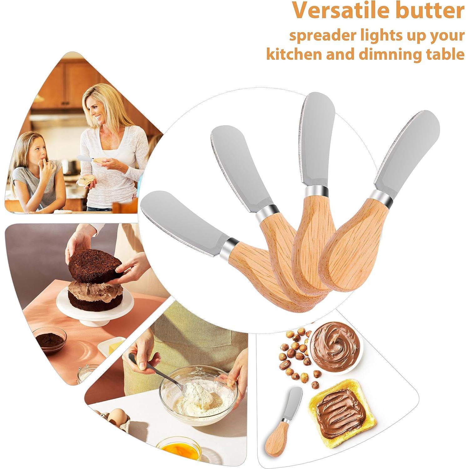 4 Cuchillos para Untar Queso Grevosea 12 cm Acero Inoxidable