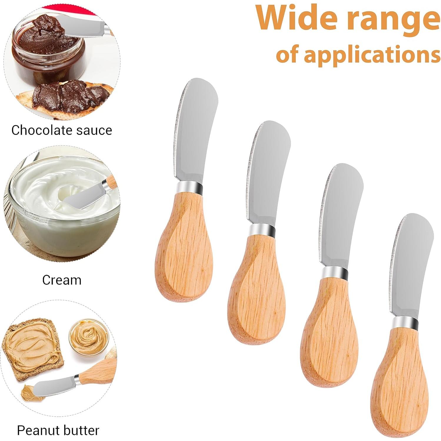 4 Cuchillos para Untar Queso Grevosea 12 cm Acero Inoxidable