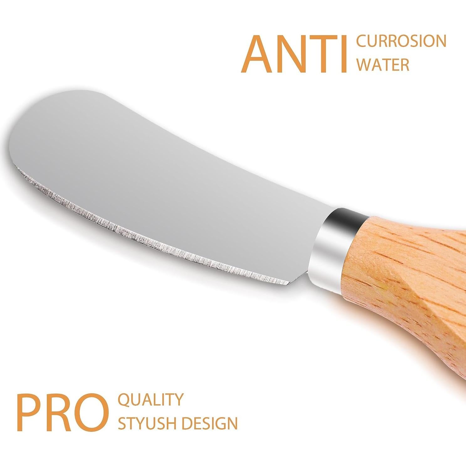 4 Cuchillos para Untar Queso Grevosea 12 cm Acero Inoxidable