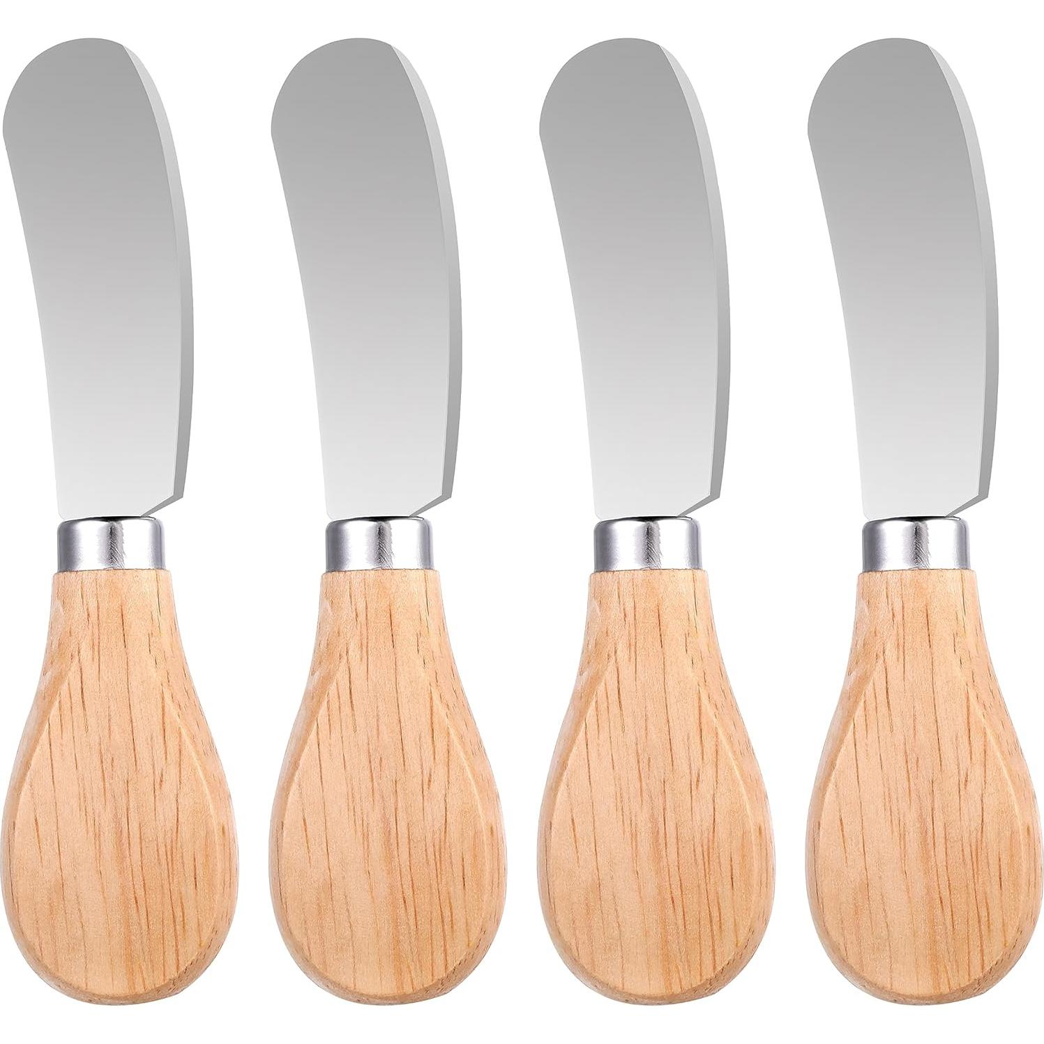 4 Cuchillos para Untar Queso Grevosea 12 cm Acero Inoxidable