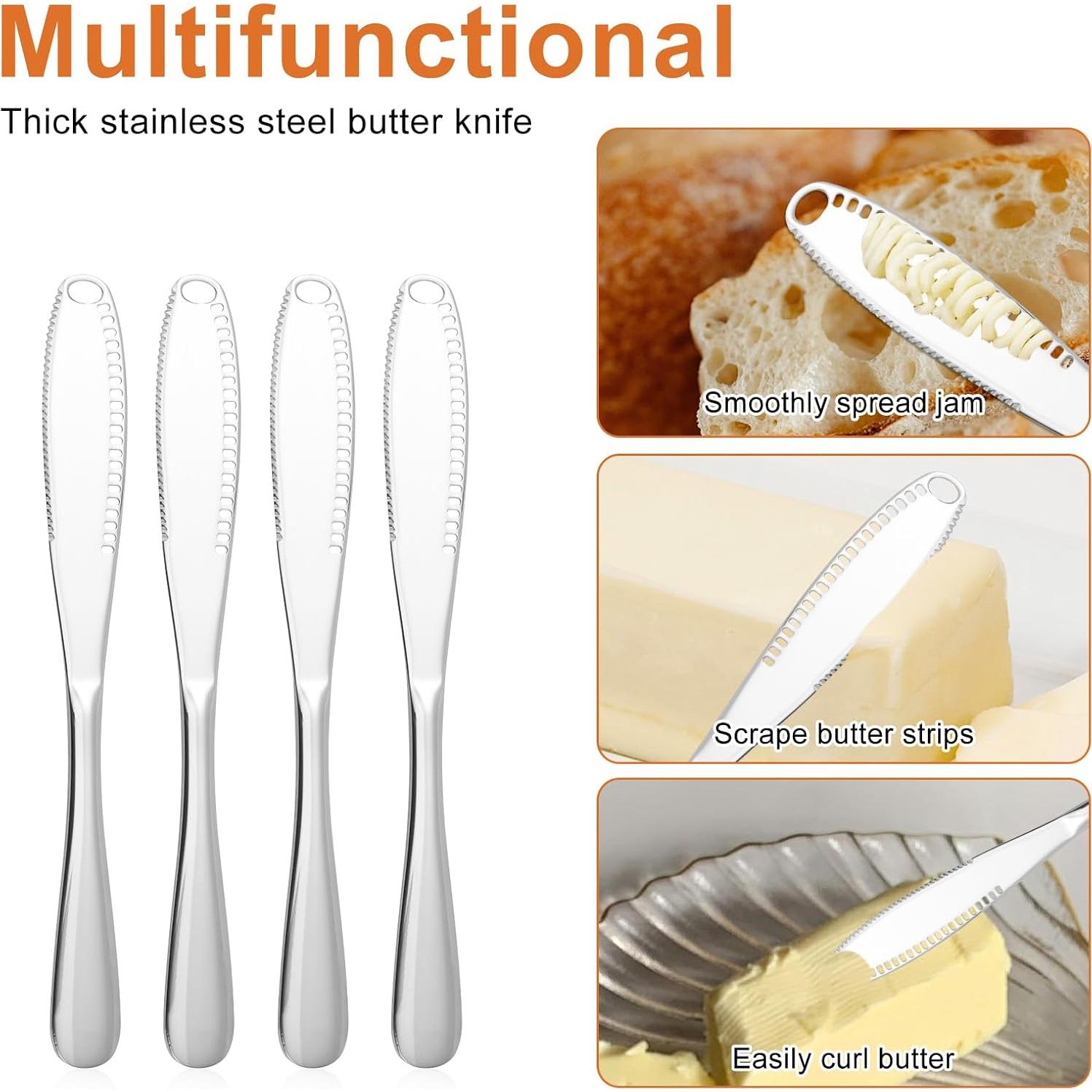 Juego de 4 cuchillos de mantequilla Gosknor 3 en 1 acero inoxidable